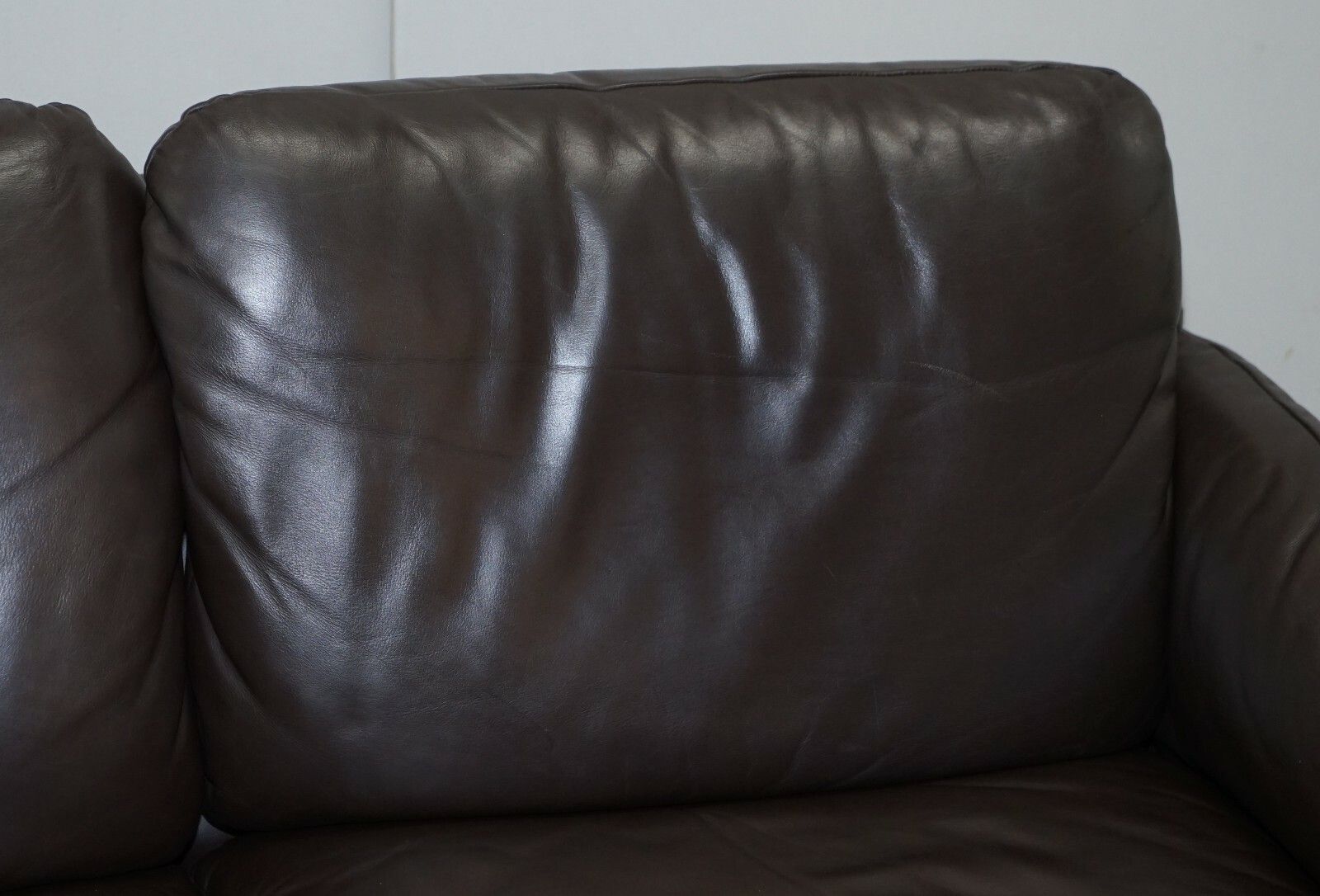 138cm Danish Brown Leather 2 Seat Mid Century Modern Sofa Armchairs Available photo buy