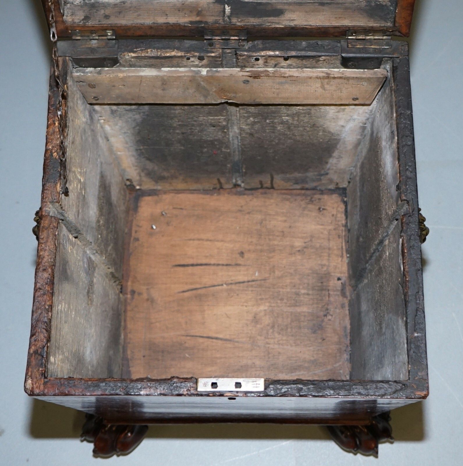 photo for sale Original Regency Circa 1815 Mahogany Wine Cooler Lion Brass Handles Paw Feet