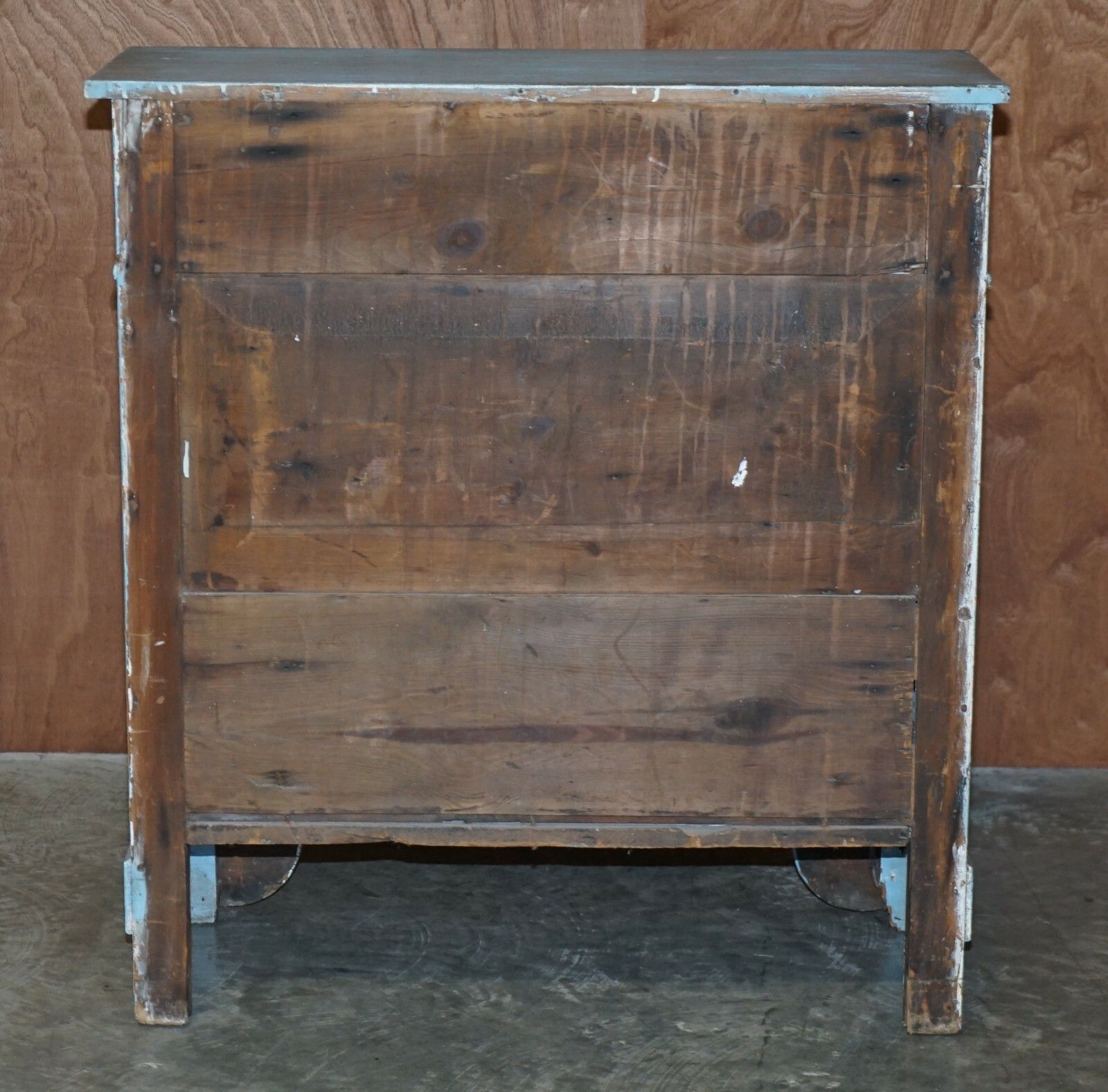 Antique Circa 1880 French Hand Painted Duck Blue Pine Kitchen Sideboard Buffet photo vintage