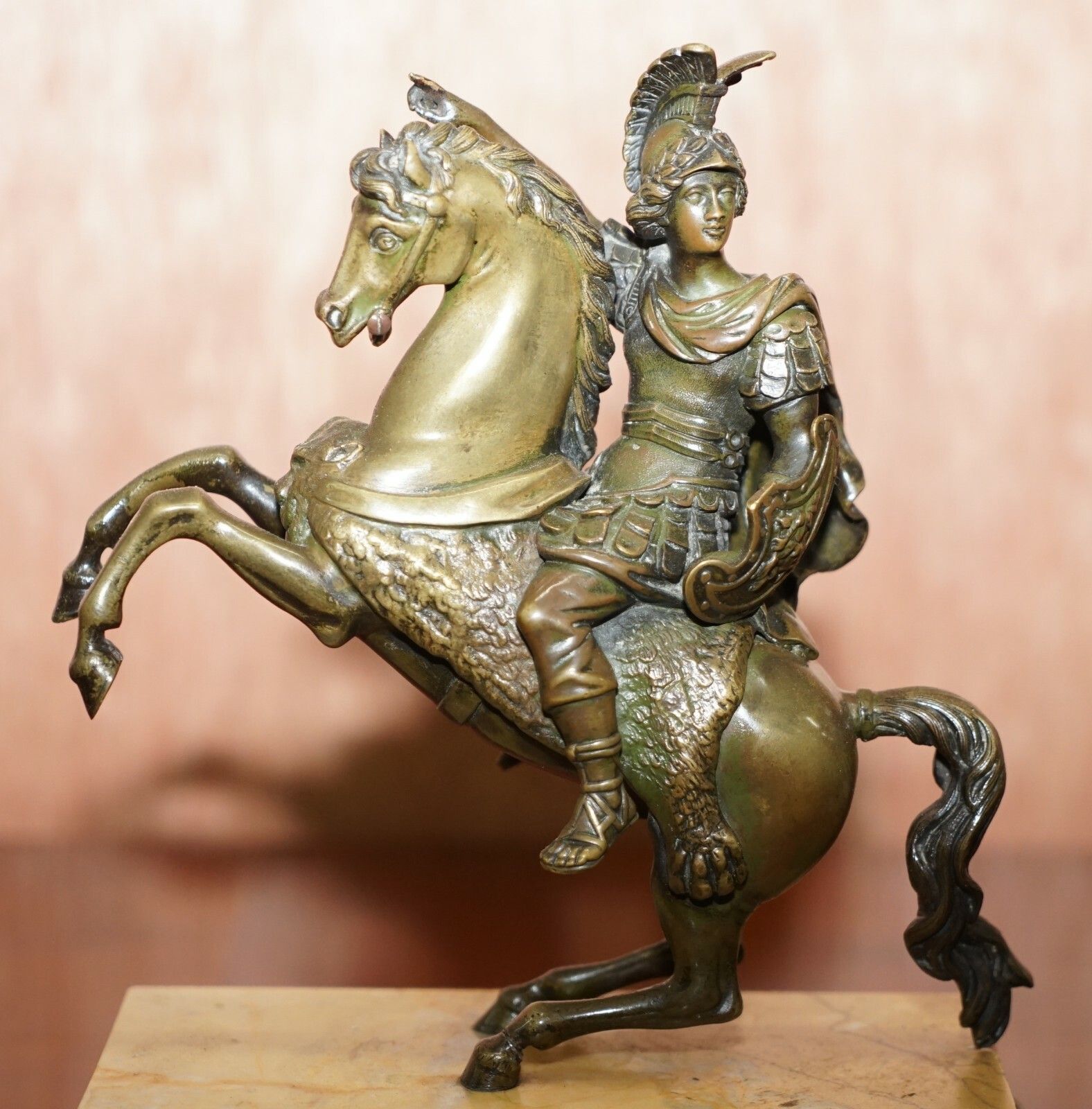 Pair Of 19th Century Equestrian Bronzes Russian Cossack & Roman Solider Horses photo for sale