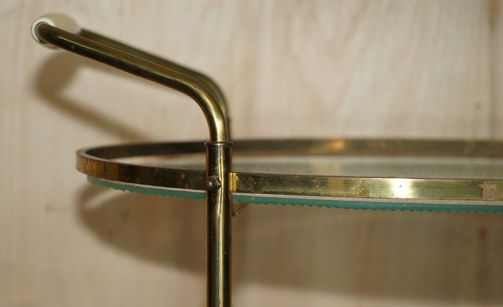 Antique Art Deco Circa 1920 Frosted Glass & Polished Brass Circa Drinks Trolley photo Furniture