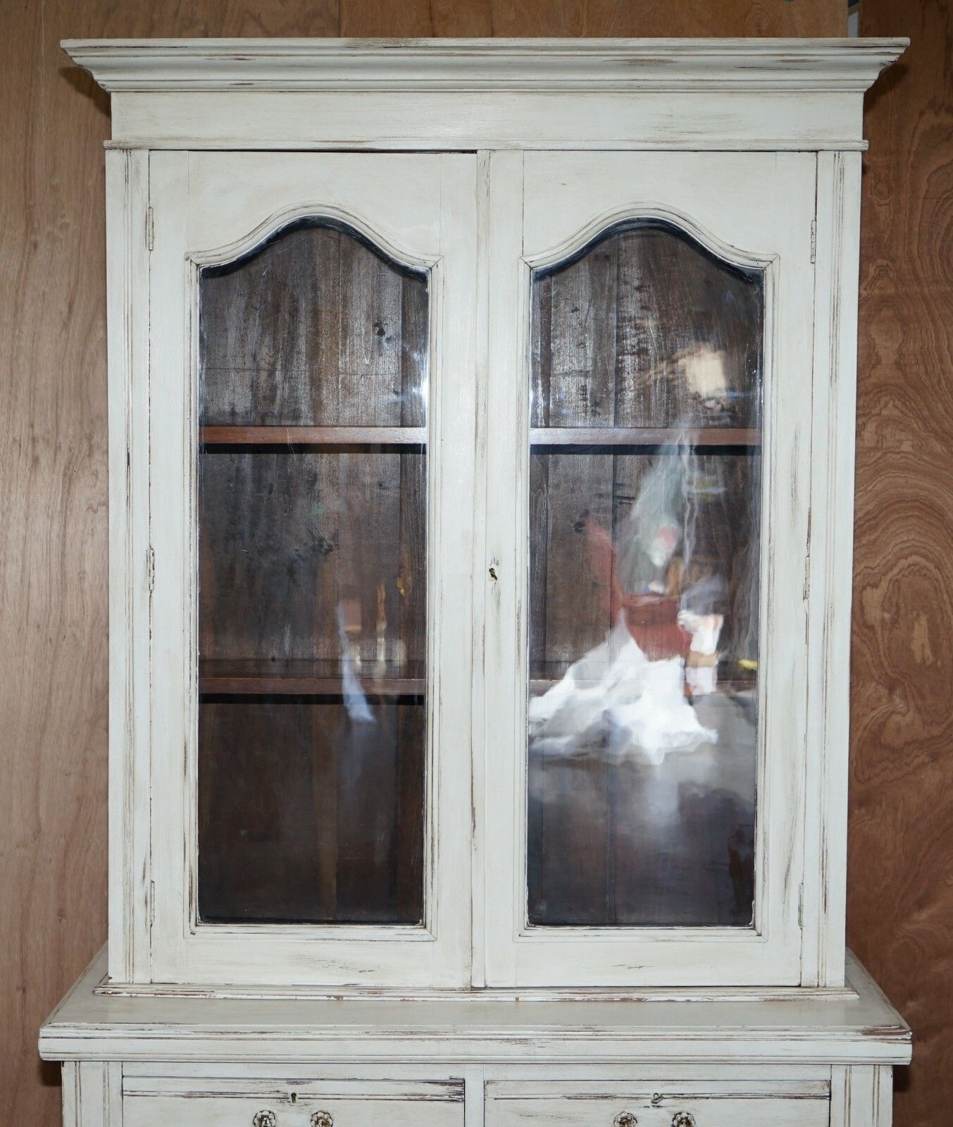 Lovely Antique Victorian Mahogany Hand Painted Cupboard Or Library Bookcase photo for sale