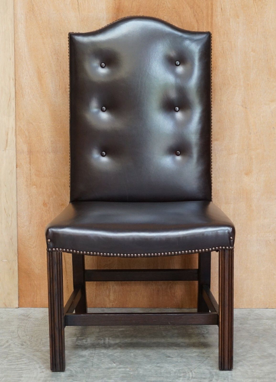 Rrp £4,170 George Smith Buttoned Side Occasional Office Desk Chair Brown Leather photo for sale