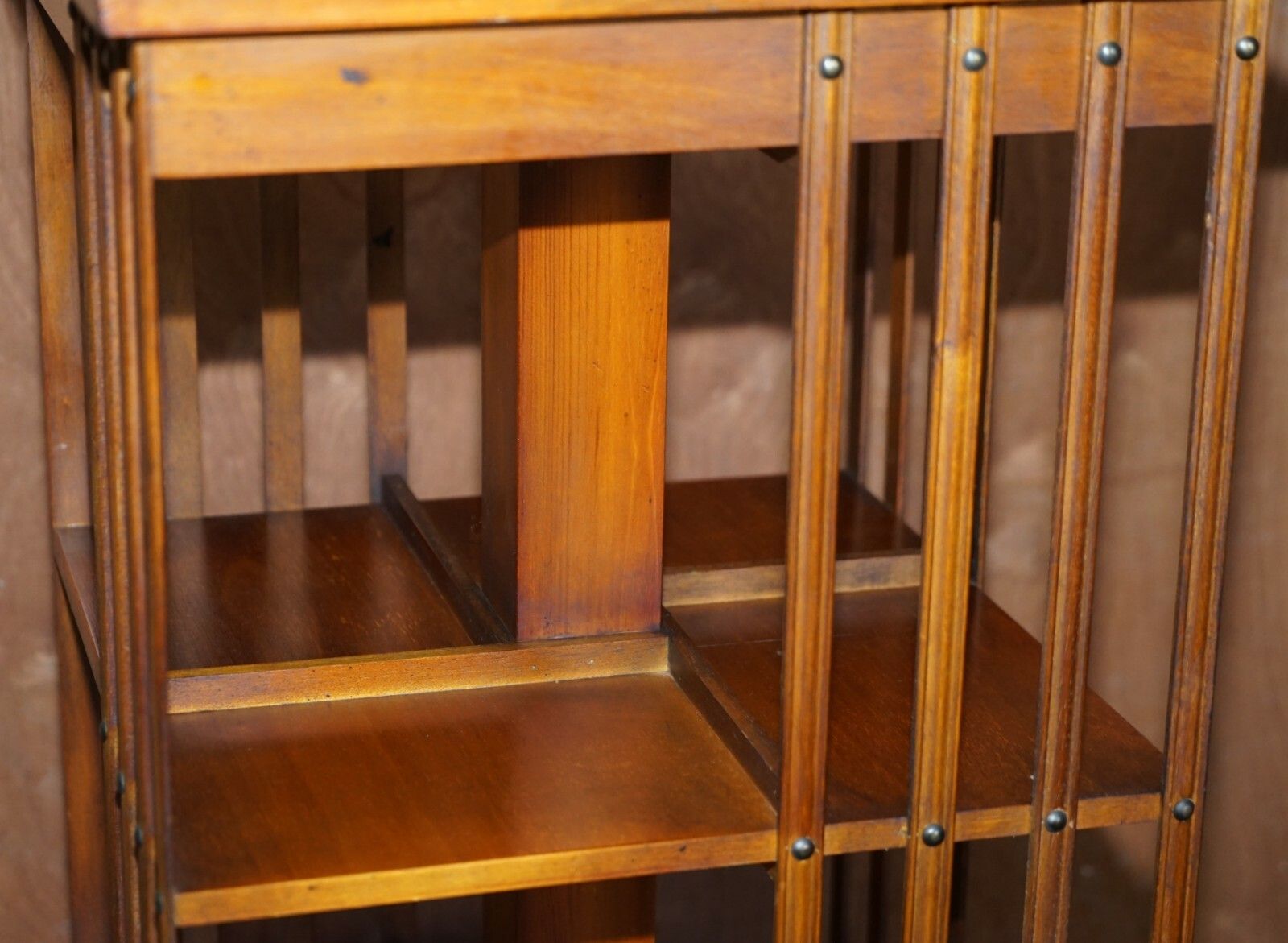 Lovley Sheraton Revival Burr Elm & Satinwood Revolving Bookcase Side End Table photo 1500.0