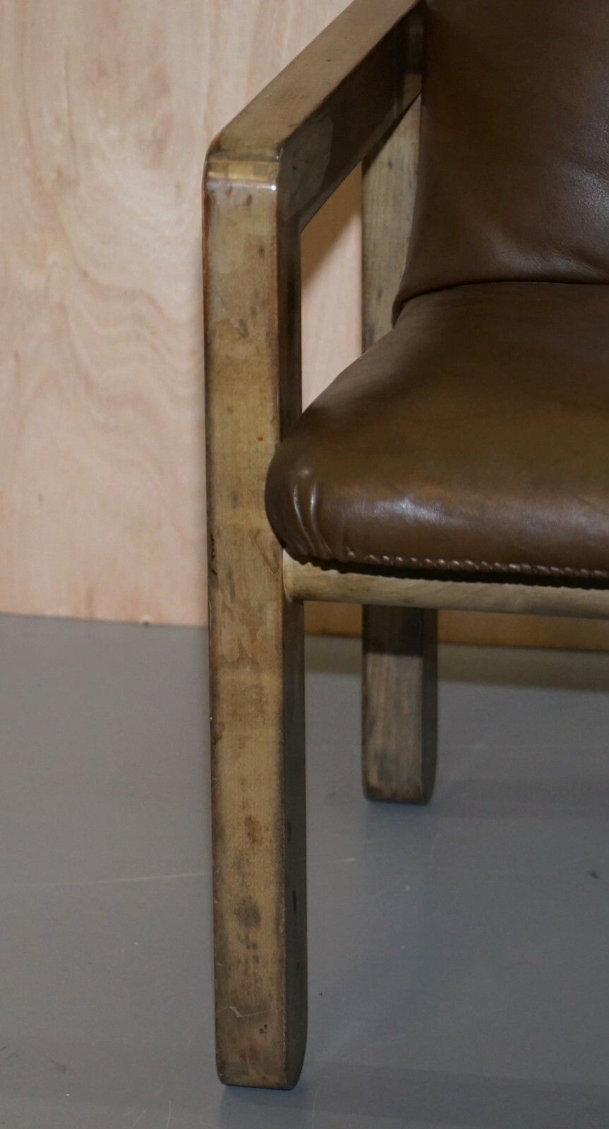 Pair Of Original Mid Century Vintage Aged Brown Leather John Makepeace Armchairs photo buy