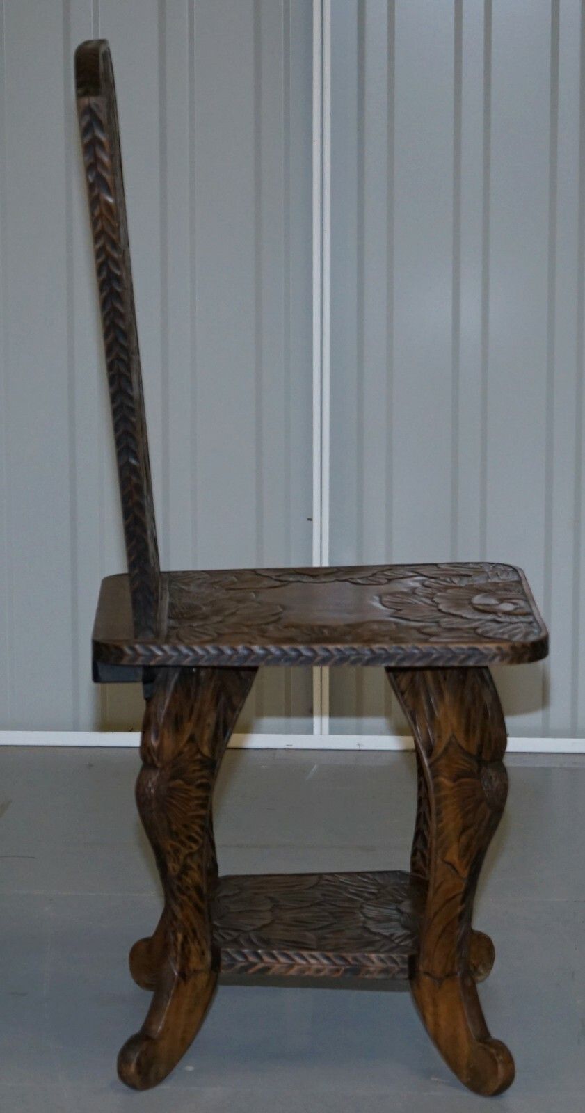 Antique 1905 Original Liberty's London Signed Qing Dynasty Chair Floral Carving photo buy