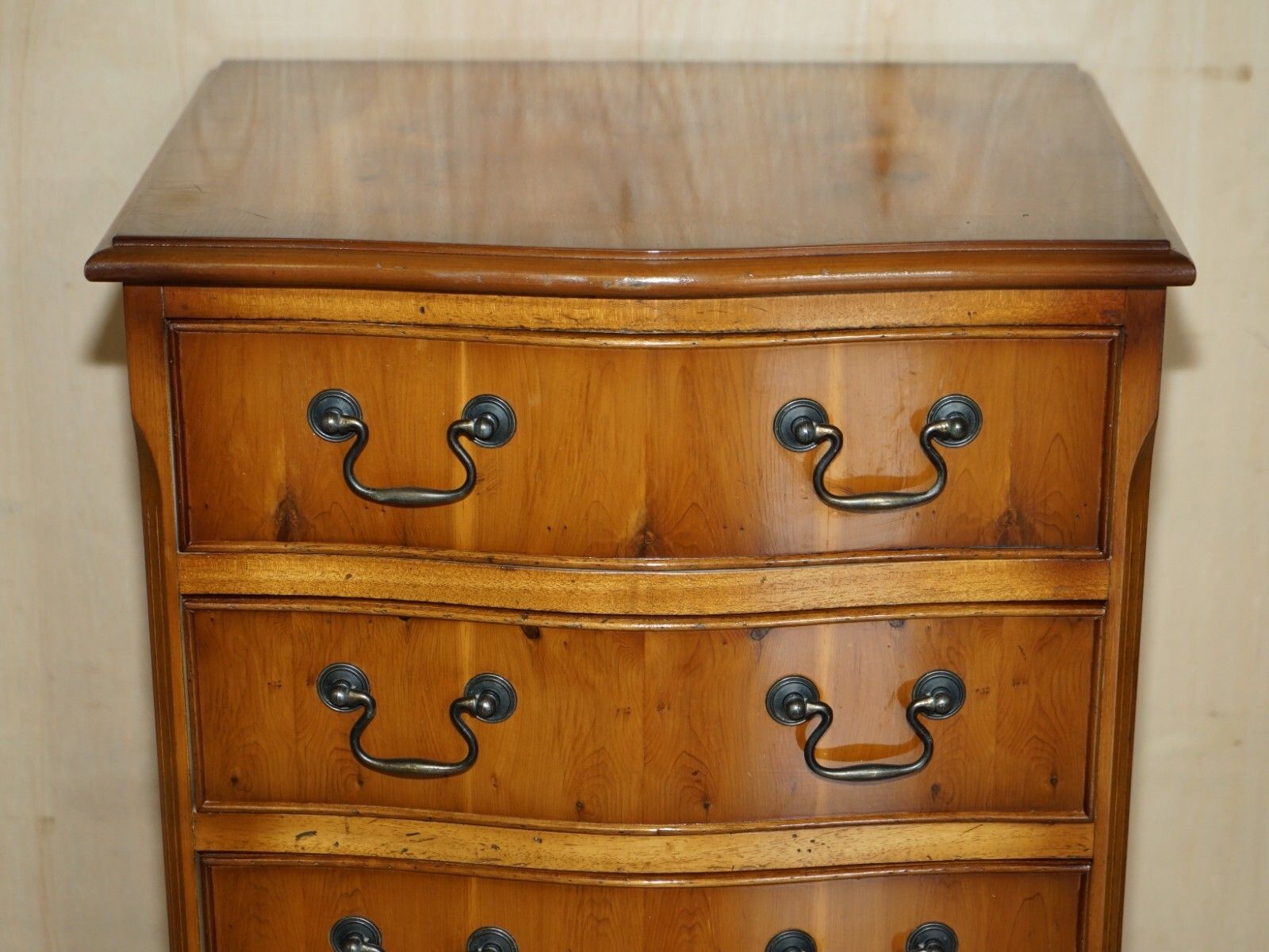 Lovely Vintage Pair Of Burr & Burl Yew Wood Side Table Sized Chest Of Drawers photo Furniture