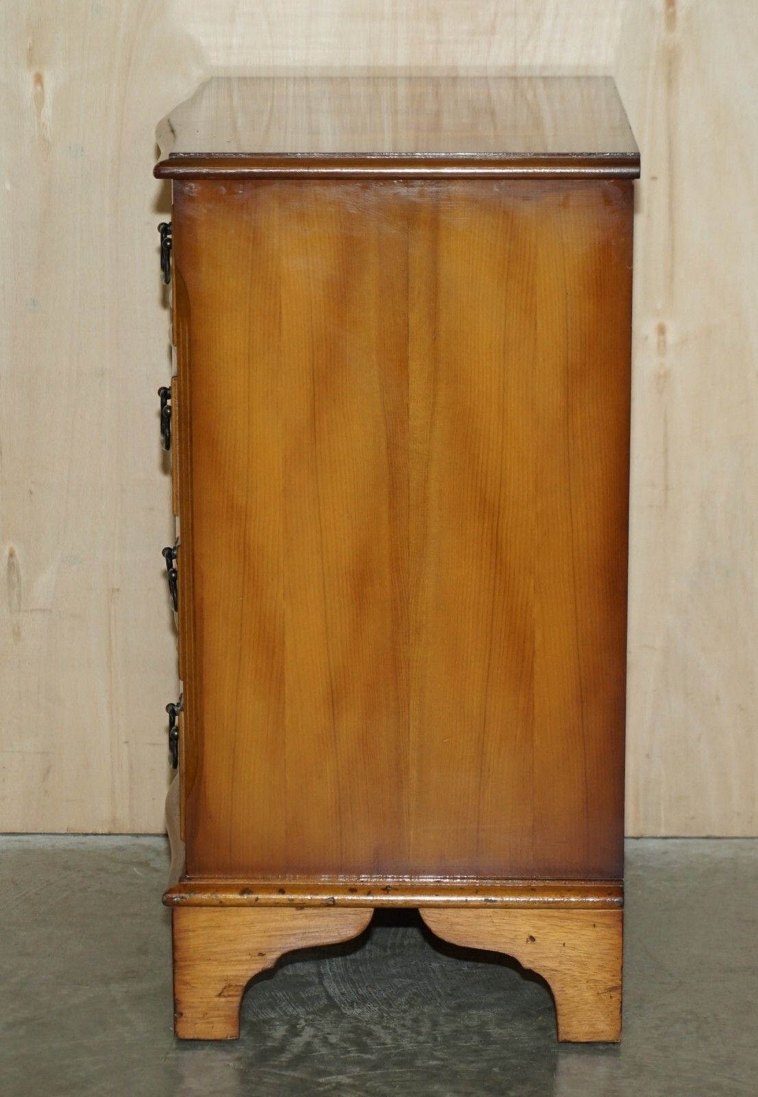Lovely Vintage Pair Of Burr & Burl Yew Wood Side Table Sized Chest Of Drawers photo vintage