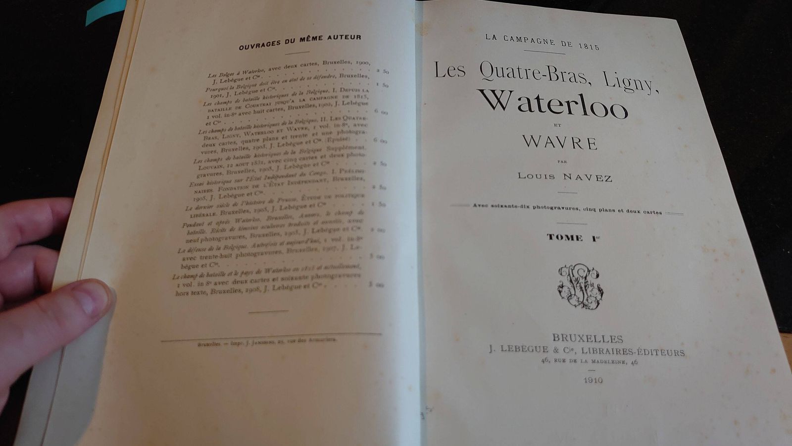 The Campaign Of 1815. Quatre Bras, Ligny, Waterloo And Wavre [Unknown Binding] Louis Navez photo for sale