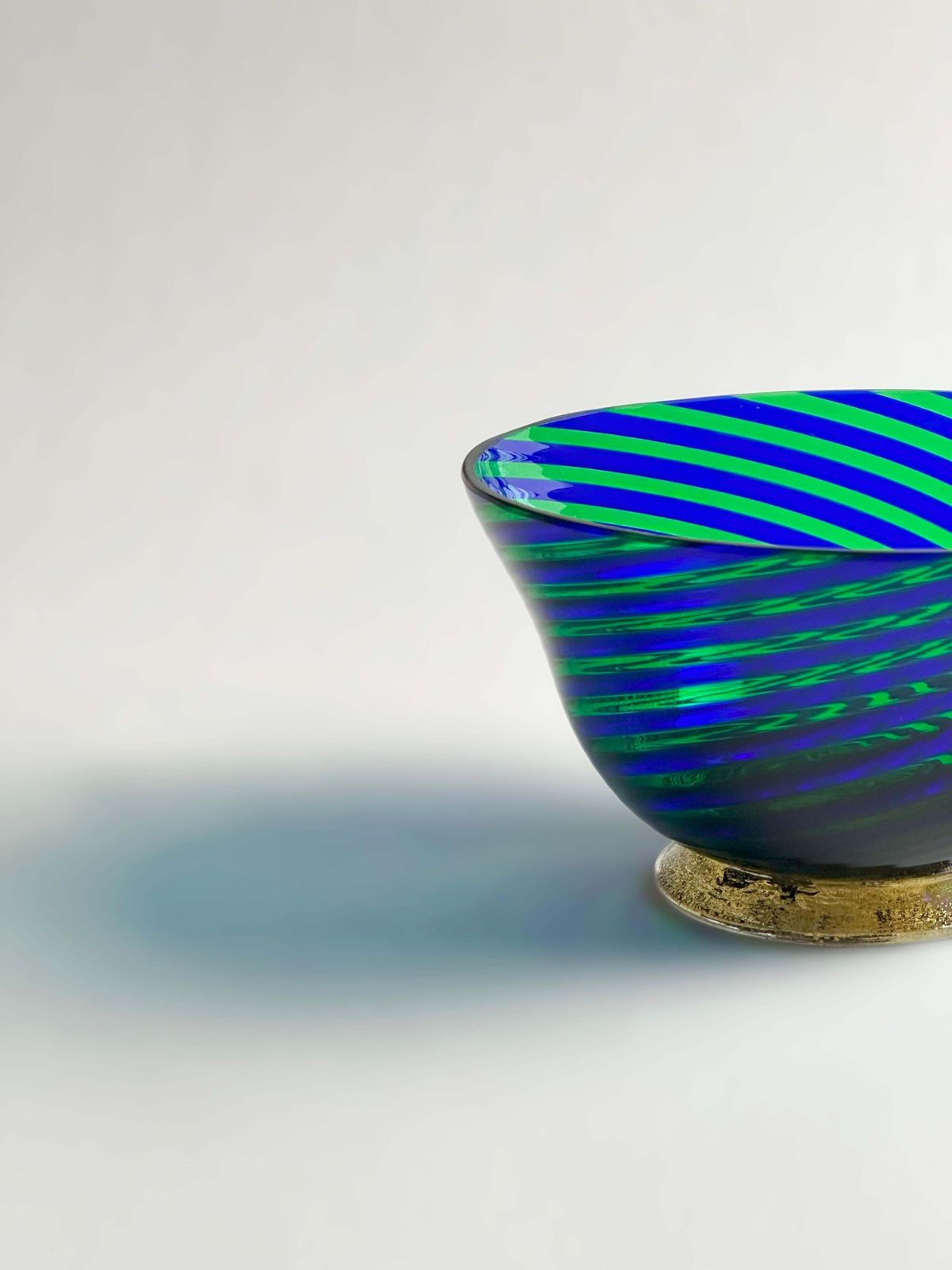 Murano Glass Bowl In Green And Blue Filigrana Stripes, Italy, 1970s photo furniture