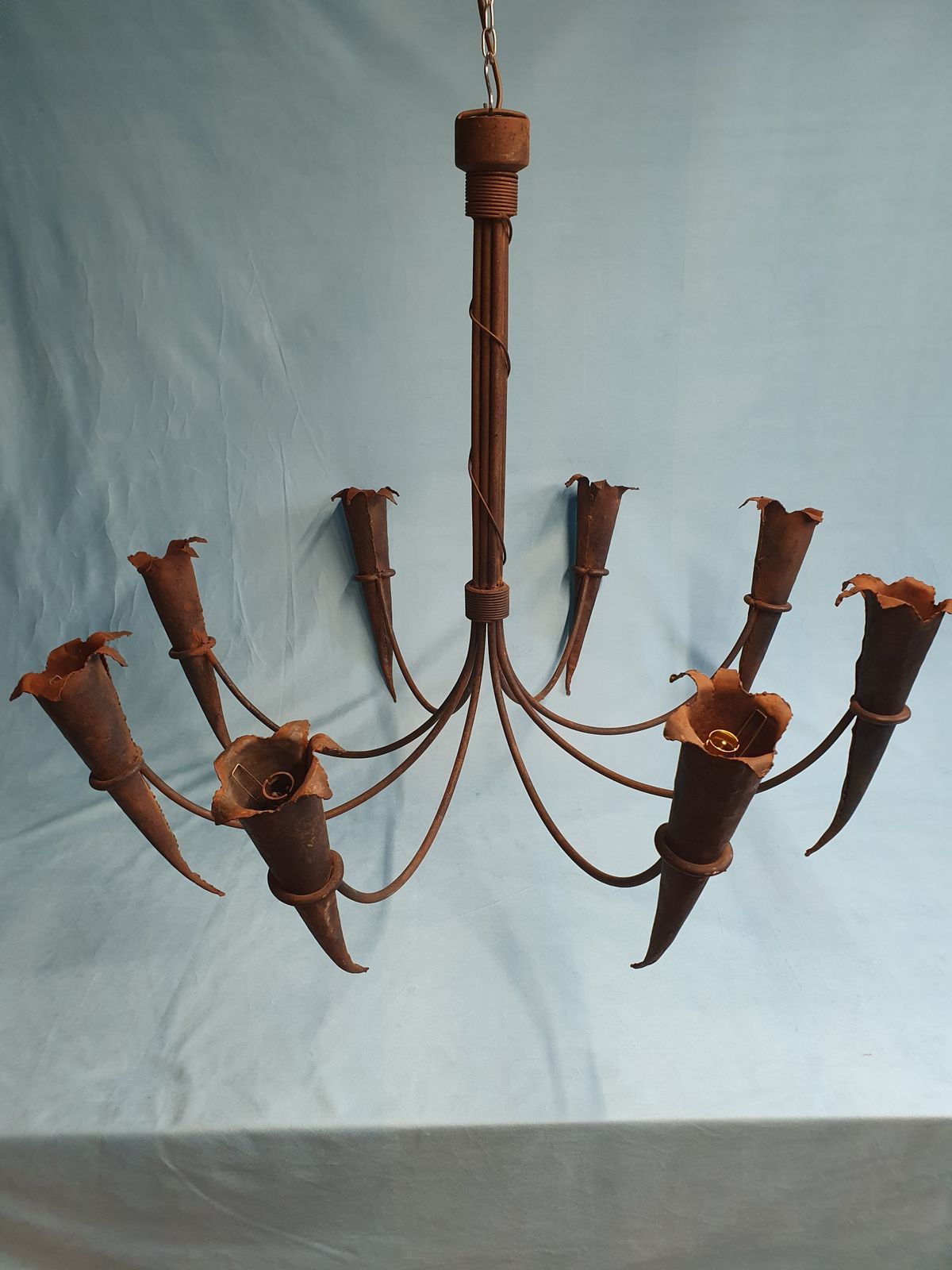 Large Metal Gothic Style Chandelier With Chalice Ends And Eight Arms 43" photo 1195.0