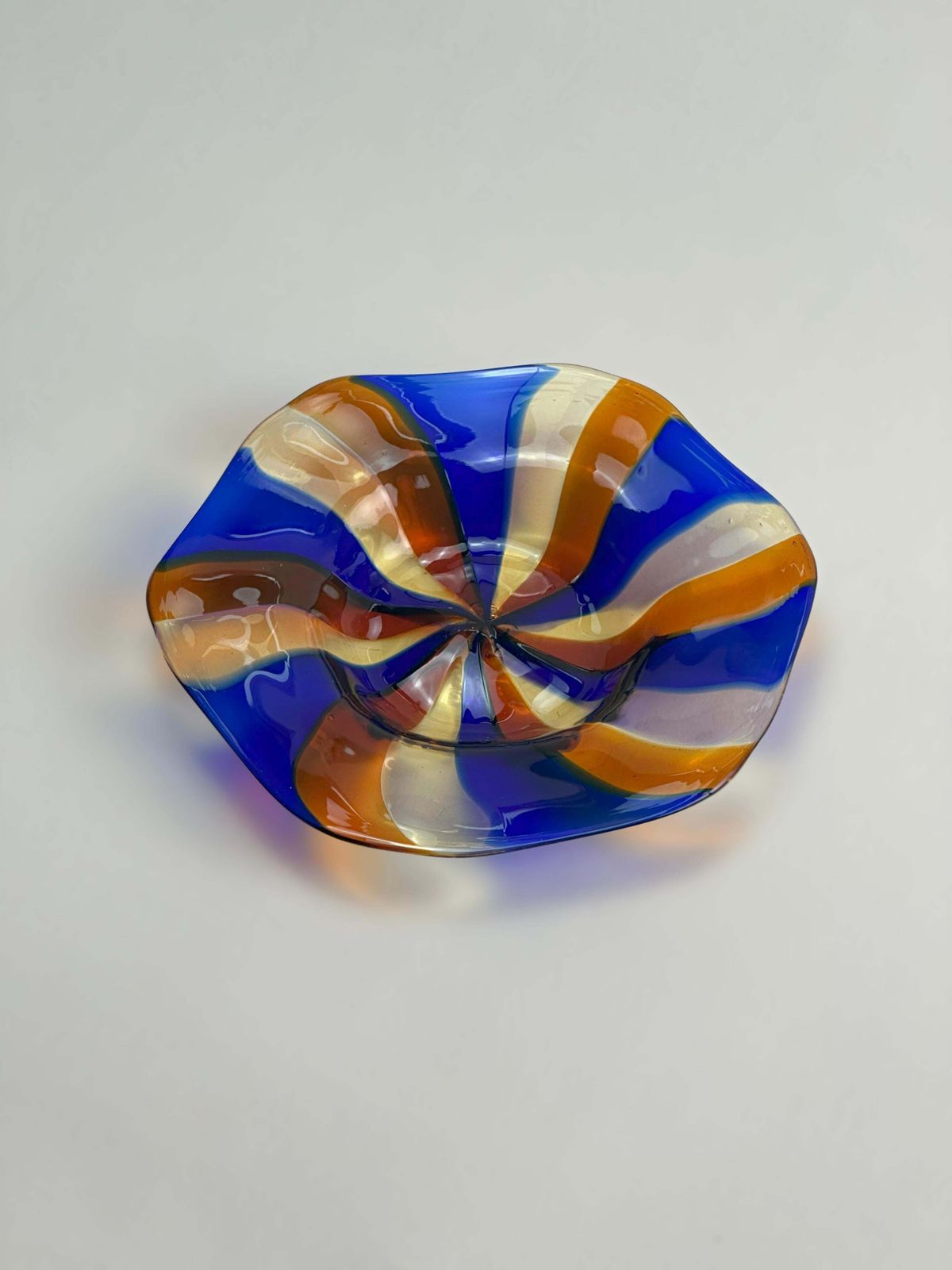 Fratelli Toso Murano Dish In Red And Blue Swirled Stripes, Italy, 1970s photo Home Decor