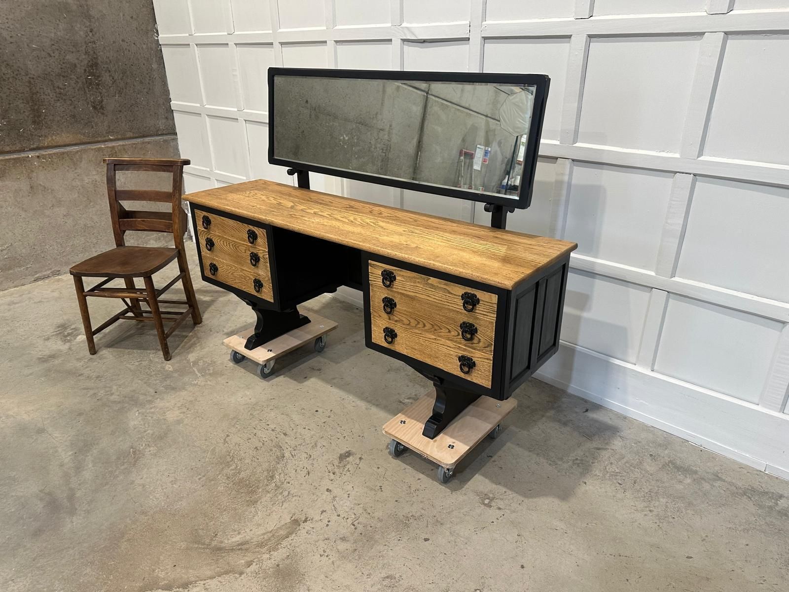 Mid Century Oak Ebonised Dresser photo for sale