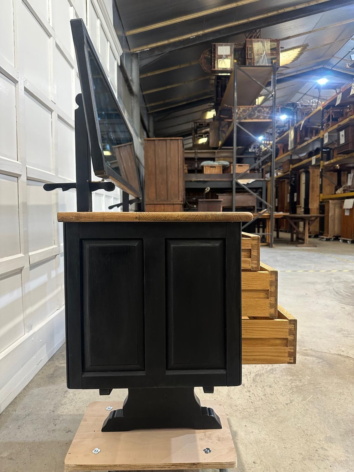 Mid Century Oak Ebonised Dresser photo vintage