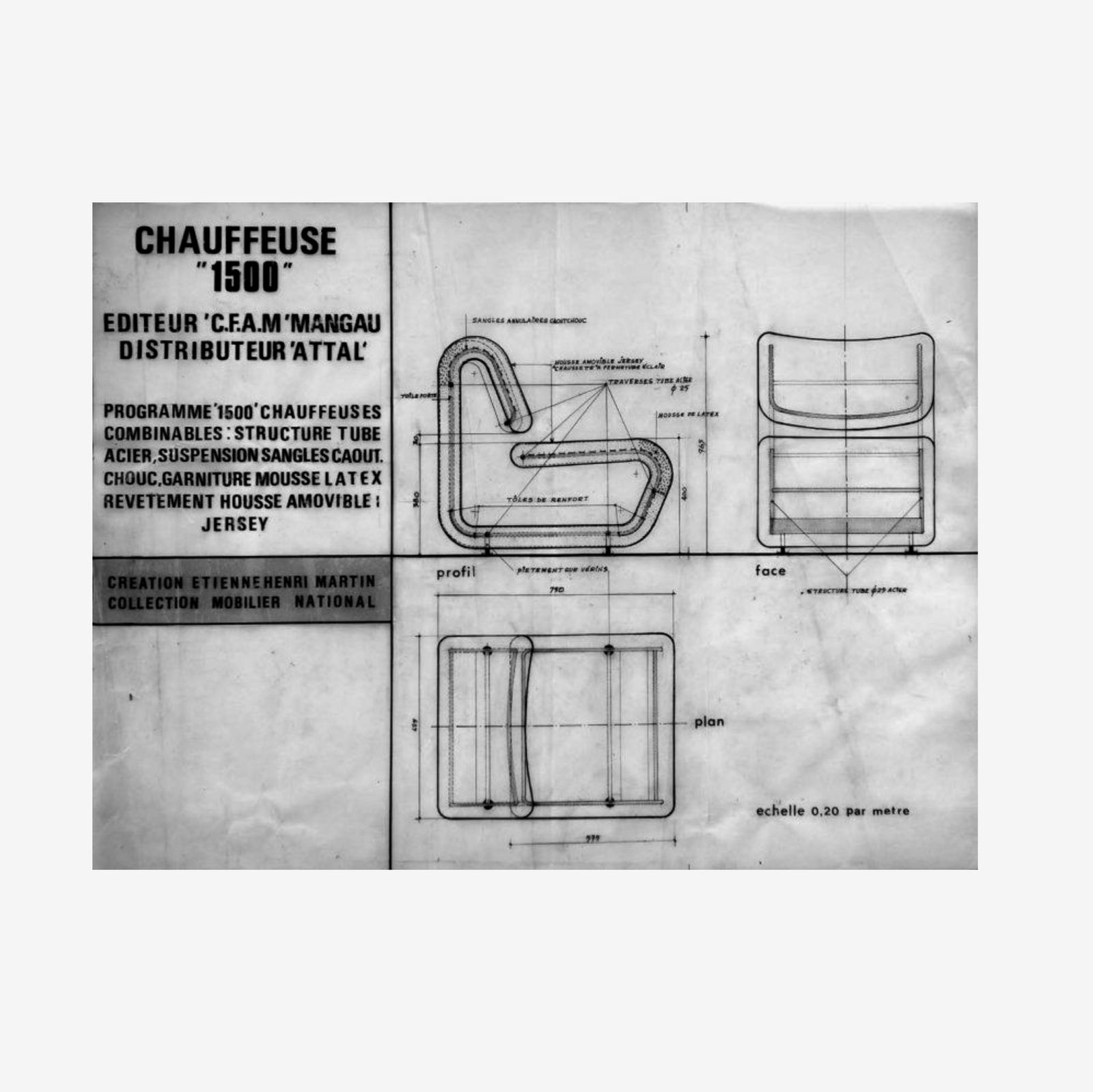 photo vinterior Etienne Henri Martin, 2 Armchairs 1500, Tfm, Circa 1964