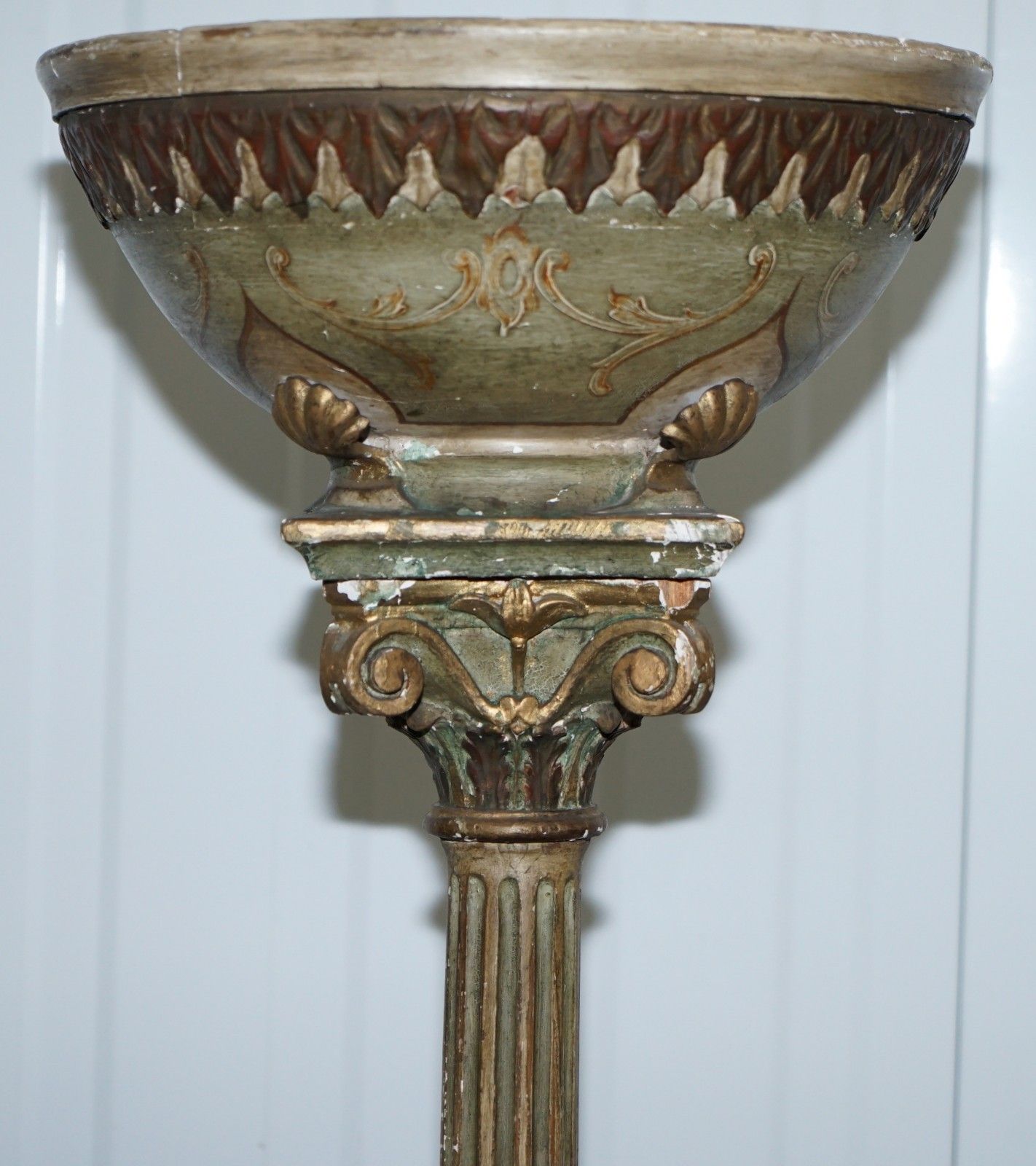 Rare Victorian Hand Painted Italian Venetian Uplighter Floor Standing Lamp photo for sale