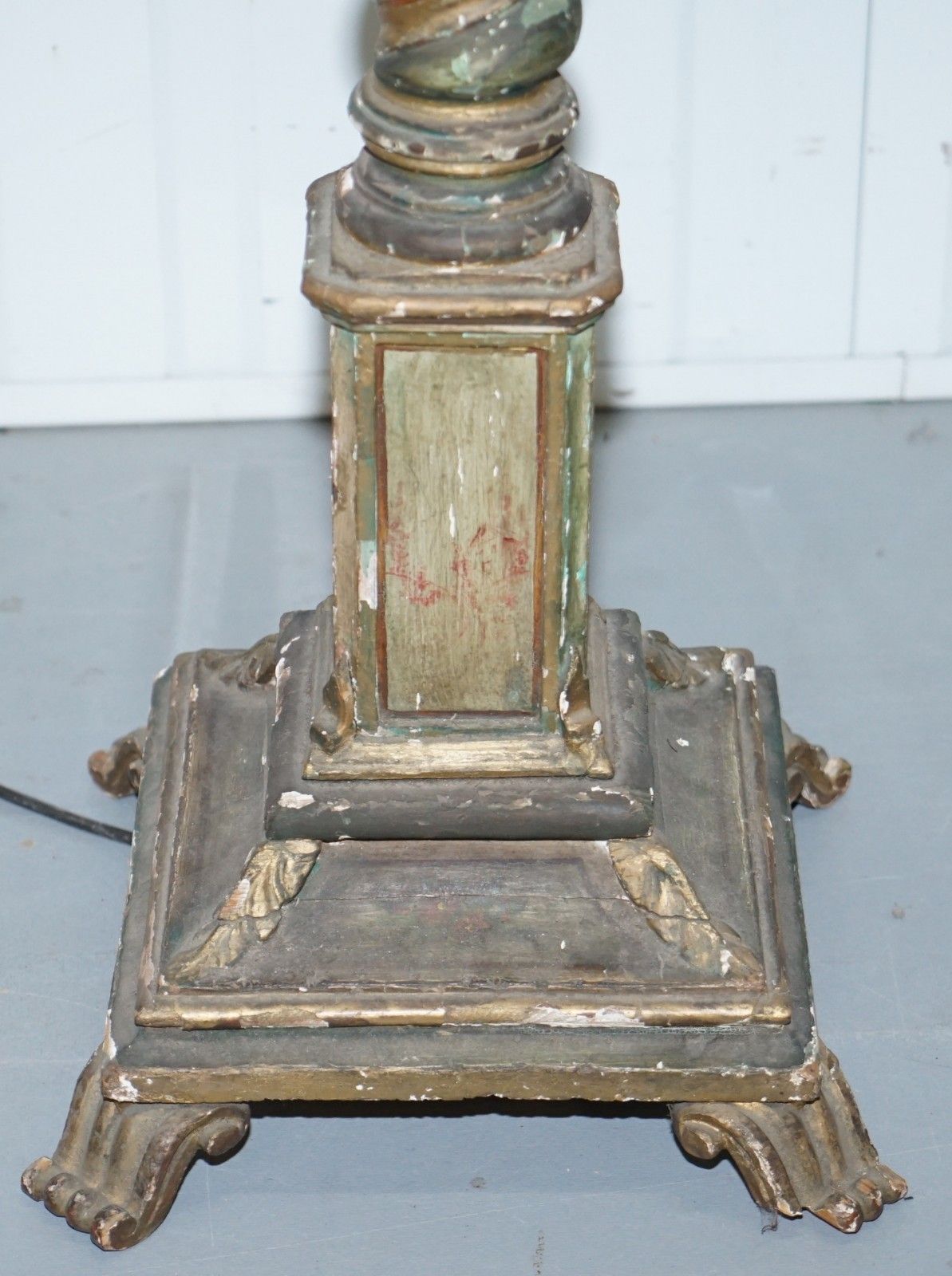 photo for sale Rare Victorian Hand Painted Italian Venetian Uplighter Floor Standing Lamp