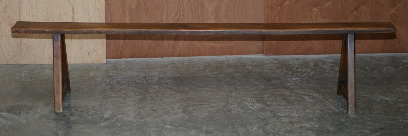 Pair Of Antique Victorian Fruitwood Trestle Benches For Long Dining Tables photo buy
