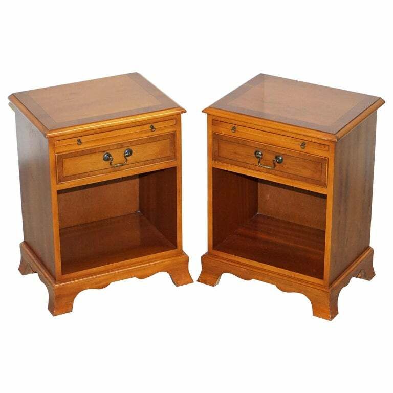 Pair Of Grange Paris Hand Made In France Cheery Wood Side End Lamp Wine Tables