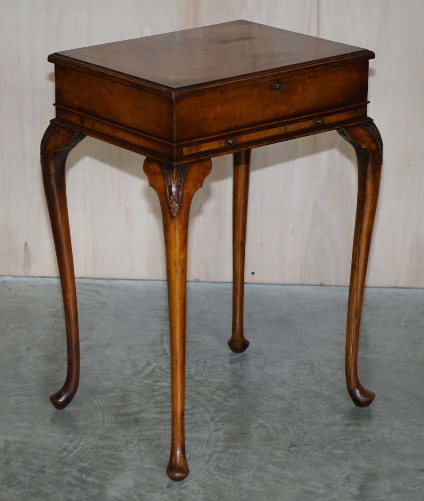 Exquisite Burr Walnut Jewellery Box Burr Walnut Side End Table With Glass Shelf photo vinterior