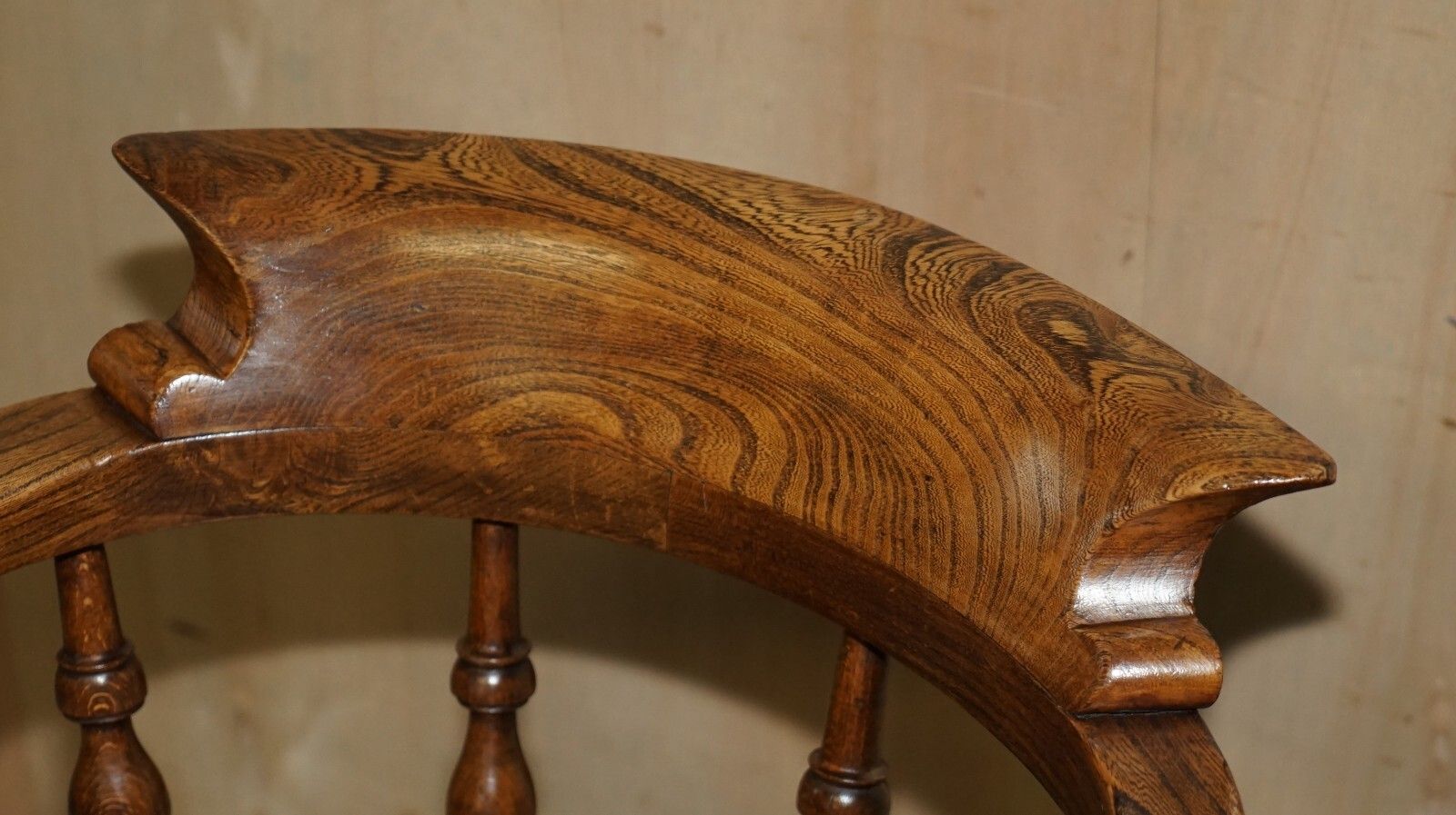 Decorative Patina Antique Edwardian Sold Elm Bow Back Smokers Captains Armchair photo 1620.0