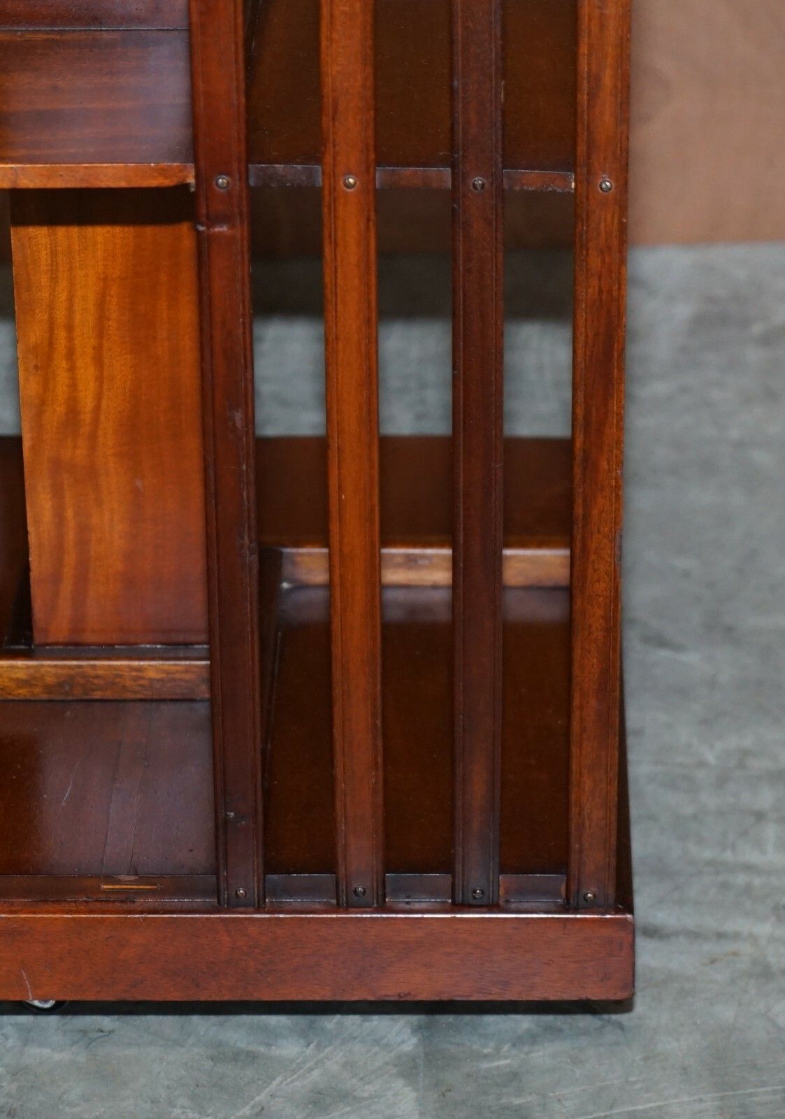 Antique Sheraton Revival Mahogany & Satinwood Revolving Bookcase Side End Table photo vintage