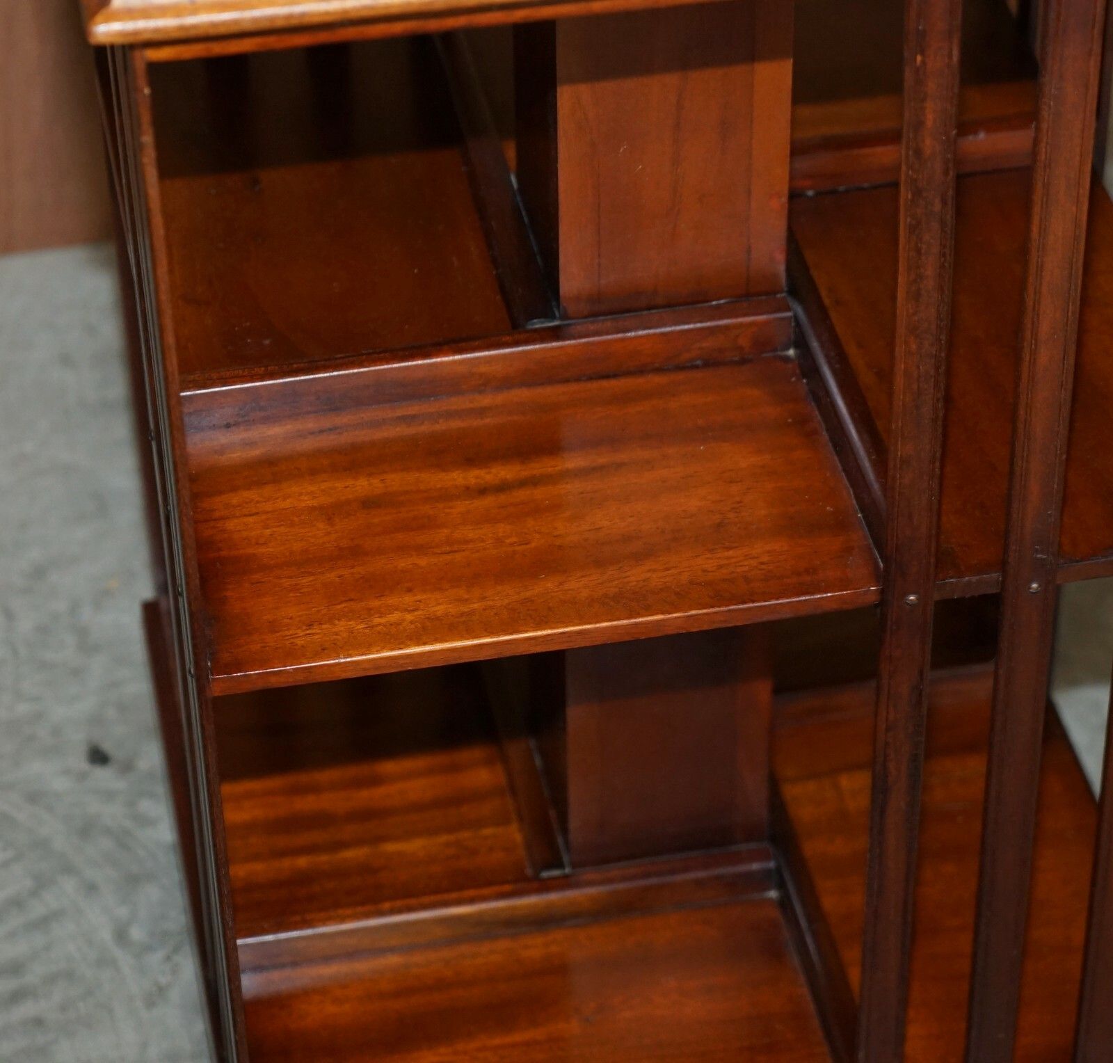 Furniture Antique Sheraton Revival Mahogany & Satinwood Revolving Bookcase Side End Table photo