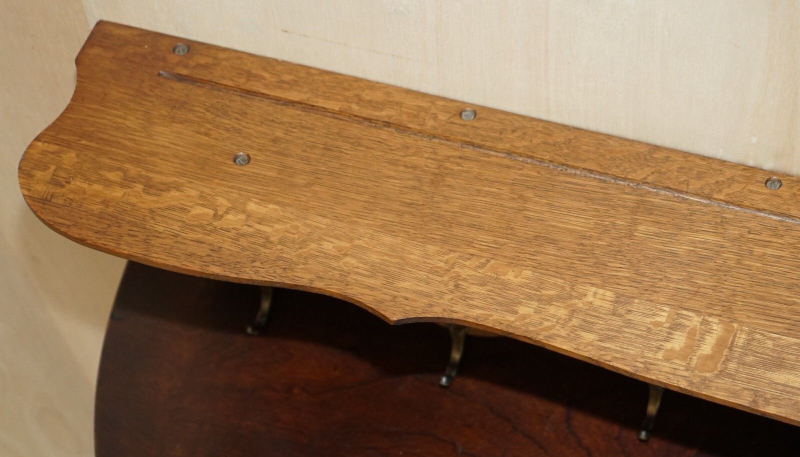 Furniture Antique Dutch Heavily Carved Oak Coat Hat Scarf Wall Rack Hanger Romantic Hooks photo