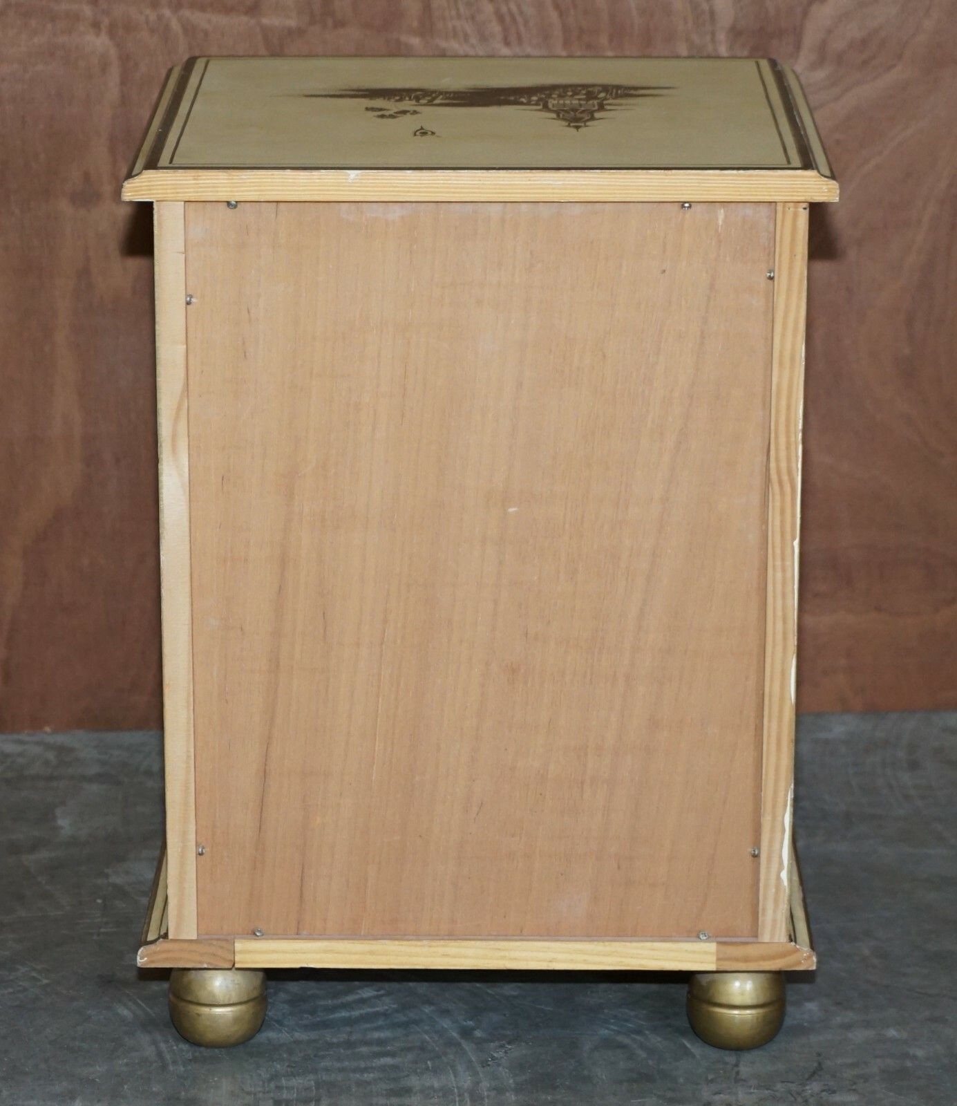 Pair Of Vintage Oriental Chinese Cream & Gold Leaf Painted Bedside Table Drawers photo vinterior