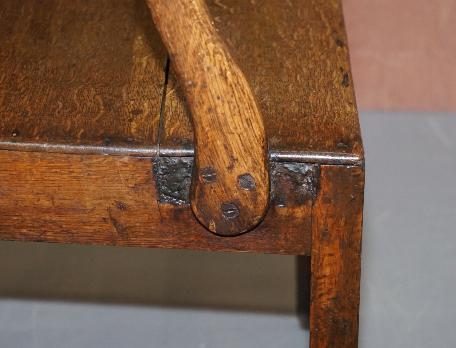 photo furniture Lovely George II Circa 1760 Primitive Carver Armchair Original Period Repairs