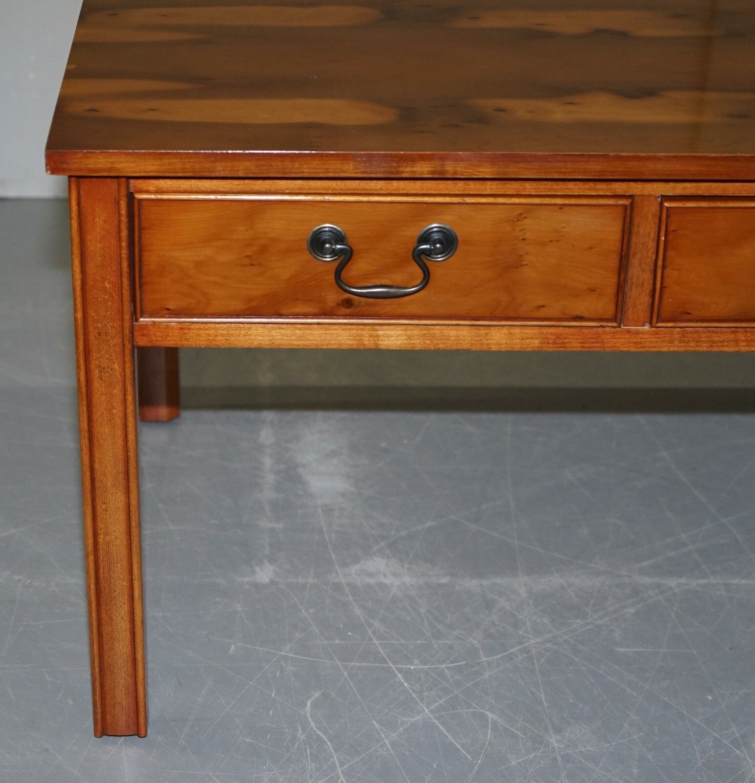 photo for sale Lovely Harrods London Burr Yew Wood Coffee Table Lovely Vintage Detailing
