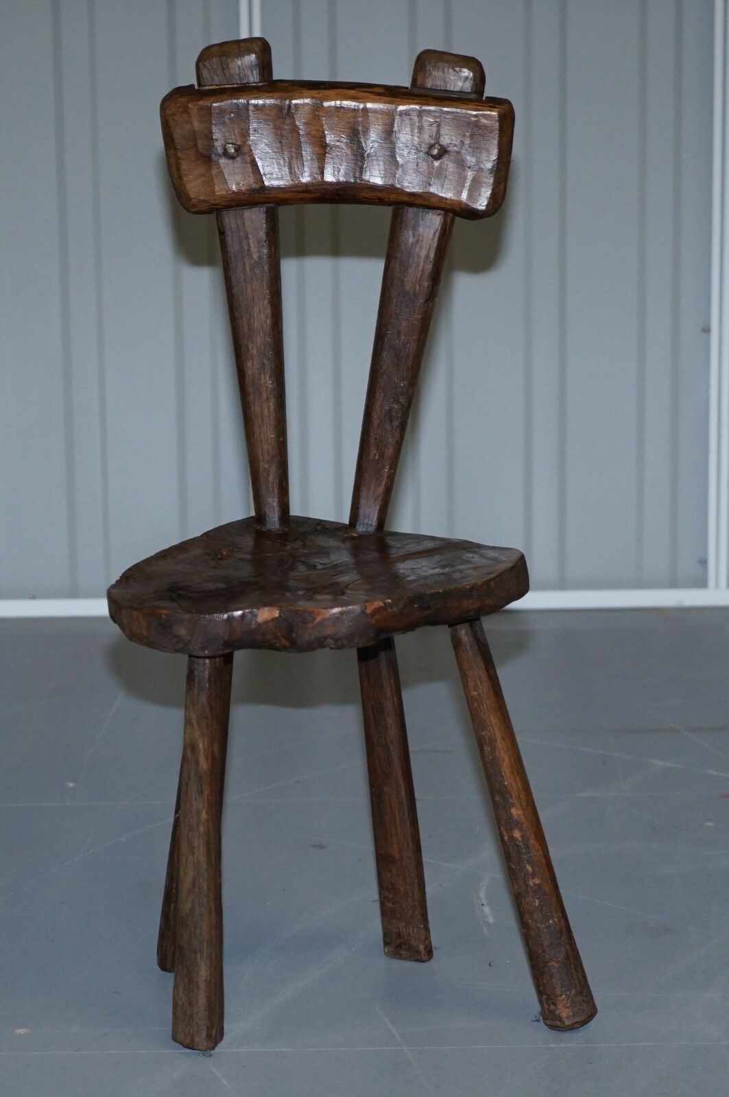 Rare Stunning Circa 1760 Burr Chestnut Small Hand Carved Primitive French Chair photo furniture