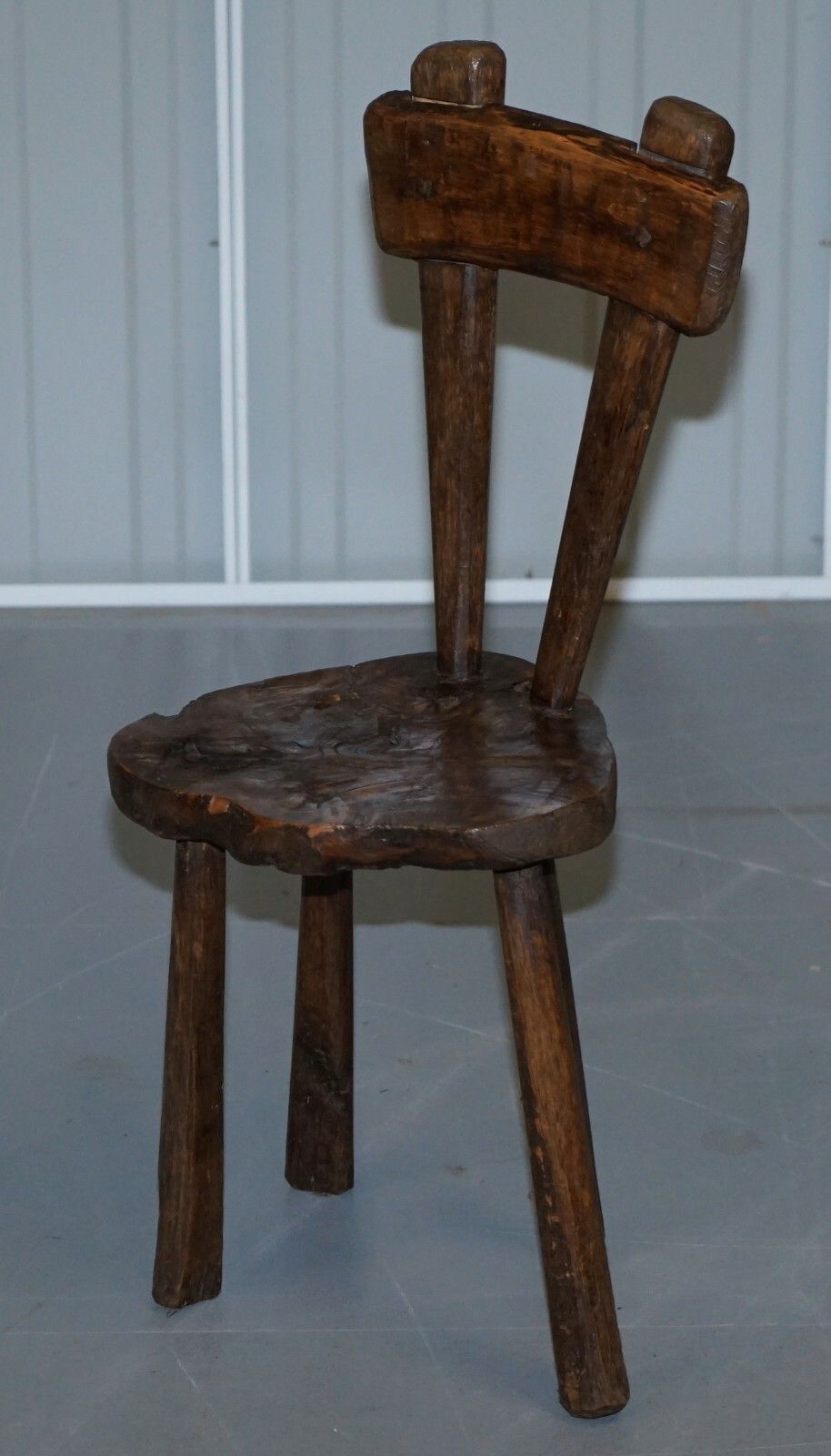 Rare Stunning Circa 1760 Burr Chestnut Small Hand Carved Primitive French Chair photo for sale