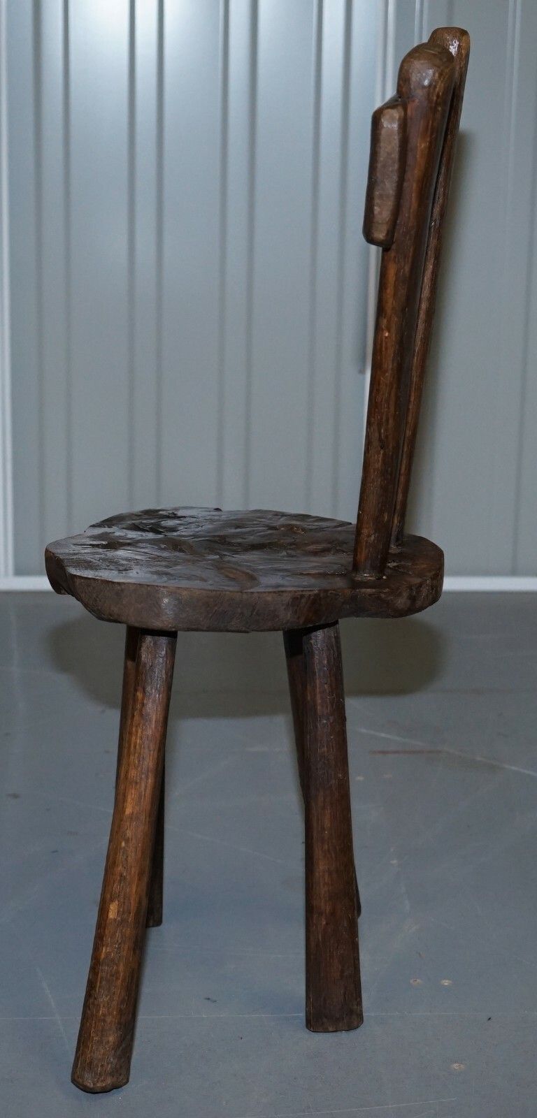 photo for sale Rare Stunning Circa 1760 Burr Chestnut Small Hand Carved Primitive French Chair