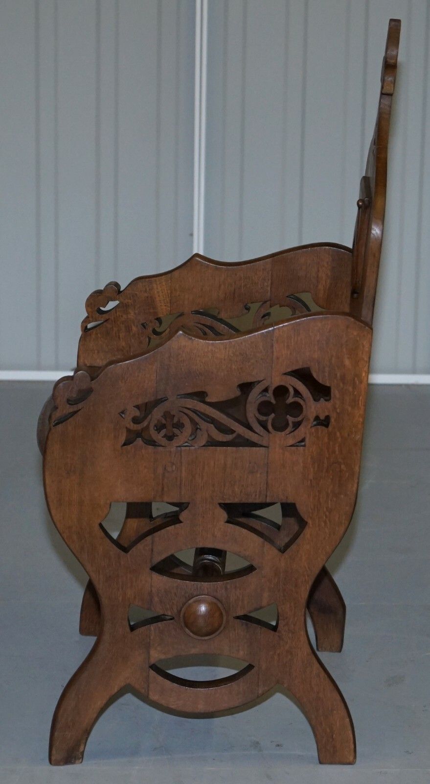 photo for sale Original Criddle & Smith Stamped Victorian Walnut Gothic Revival Church Armchair