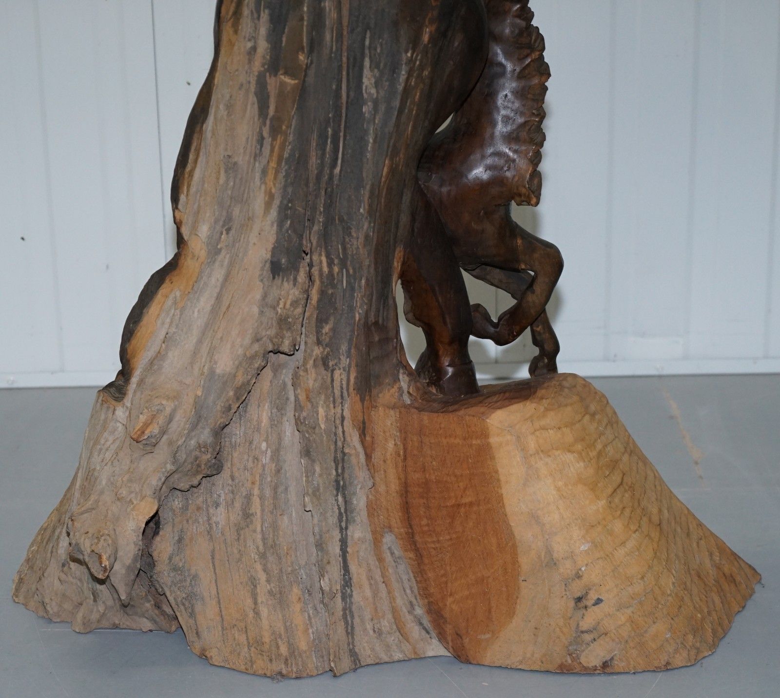 photo furniture Stunning 160cm Tall Hand Carved Sculpture Of Rearing Horse And Foal Must See!