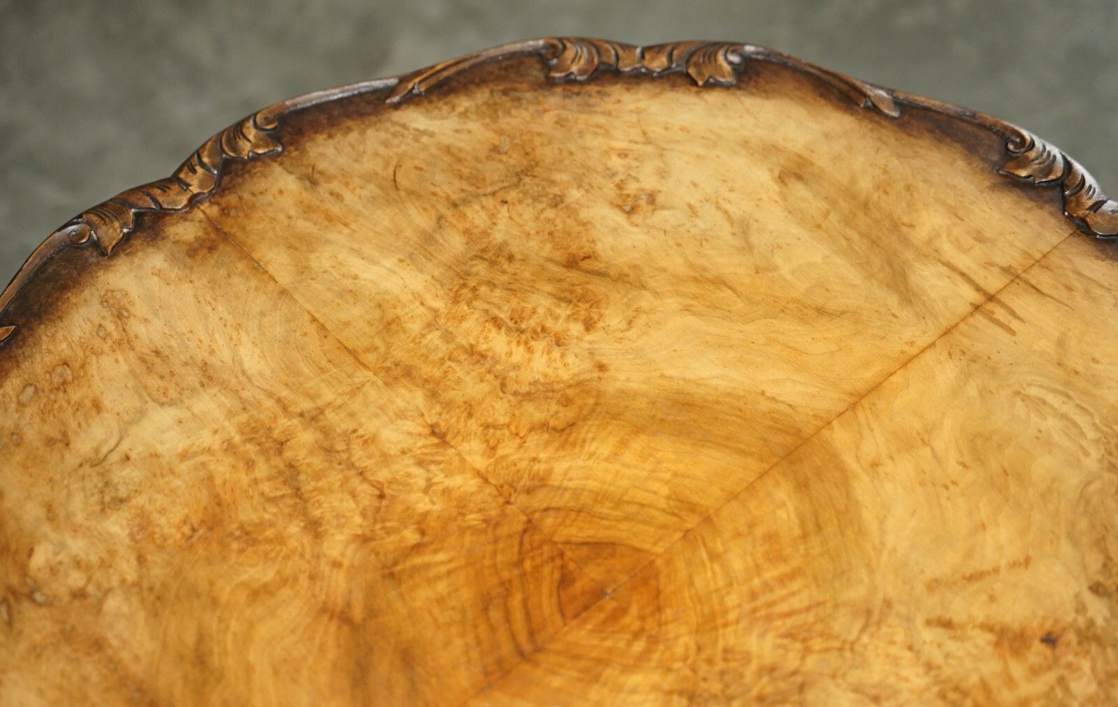 photo for sale Exquisitely Hand Carved  Burr Walnut Coffee Cocktail Table Cabriole Legs