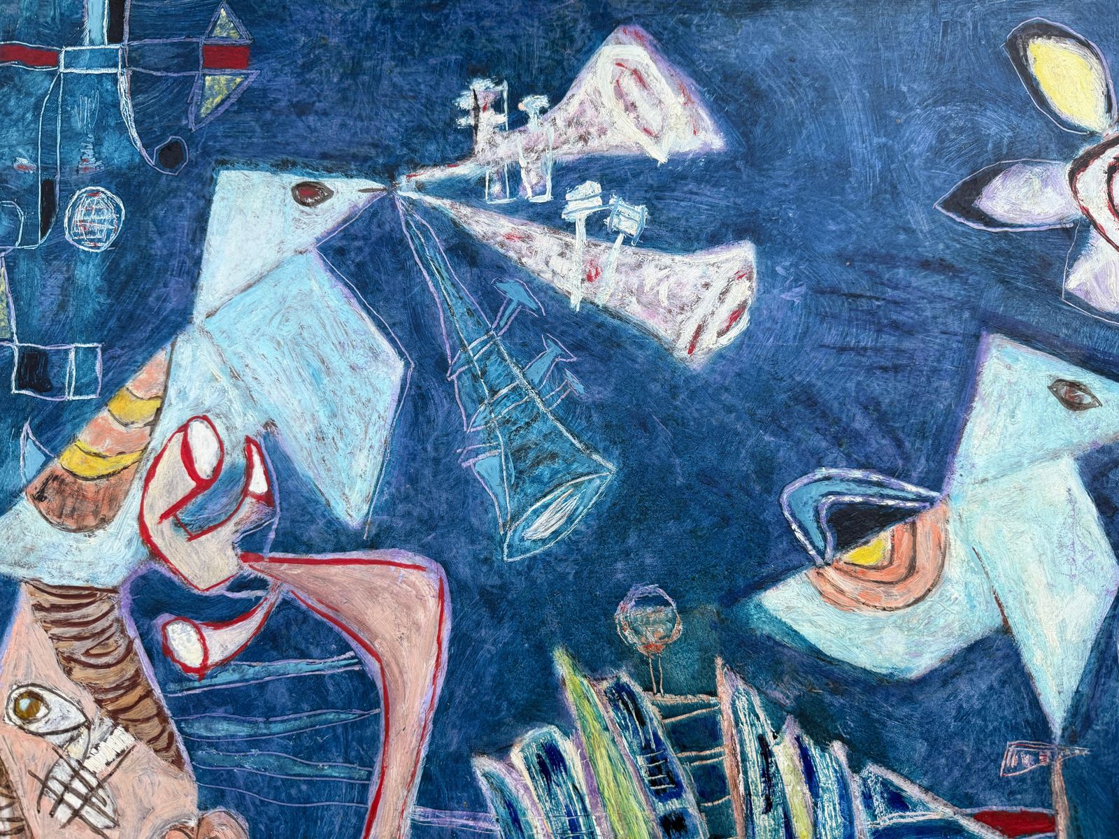 Gustavo Ubeda Echoes Of Picasso Oil On Panel Painting Surrealism C.1970 photo vinterior