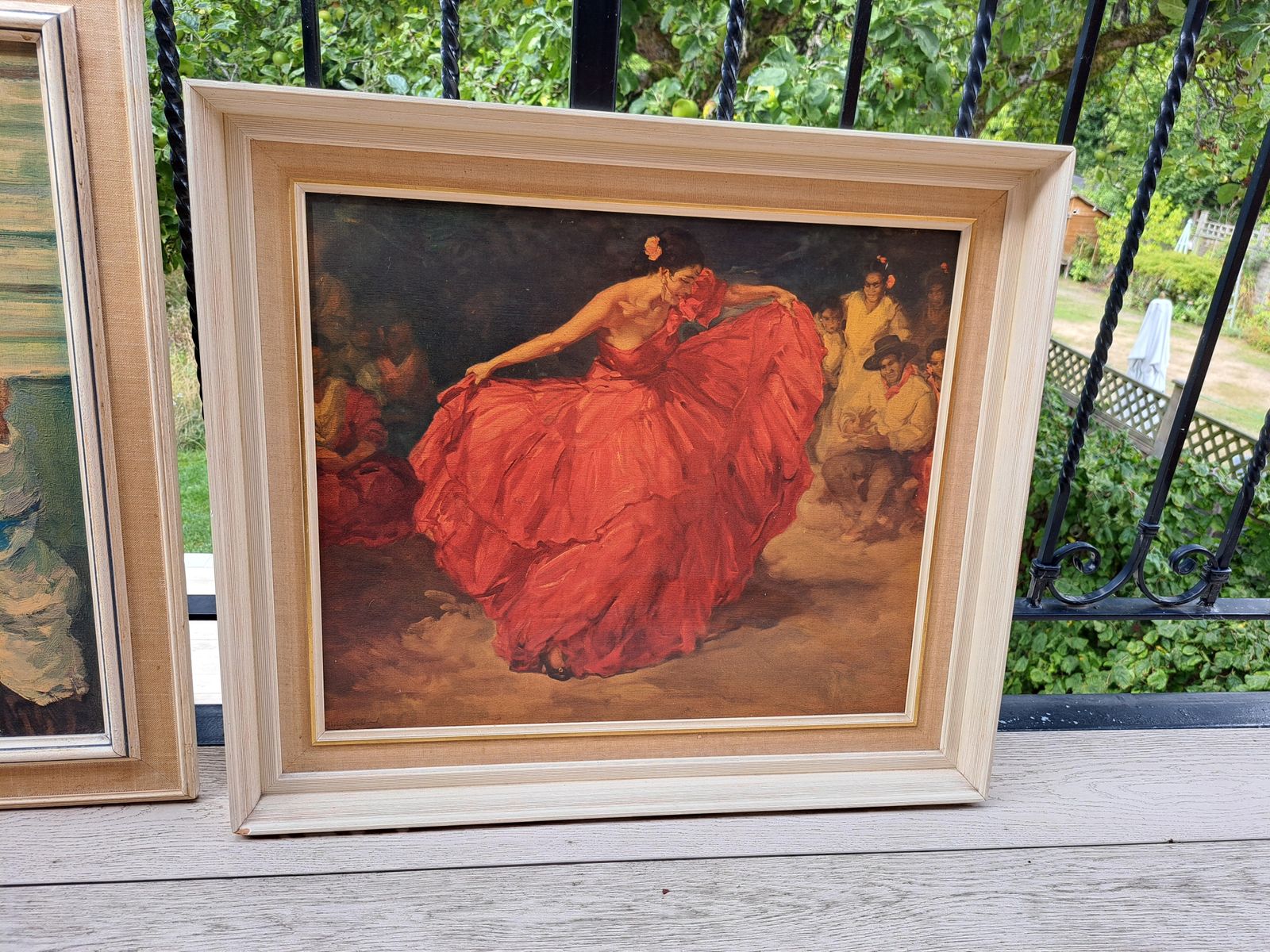 3x 50s/60s Vintage Framed Art Prints "The Red Skirt" "La Belladonna" "Reverie" photo furniture