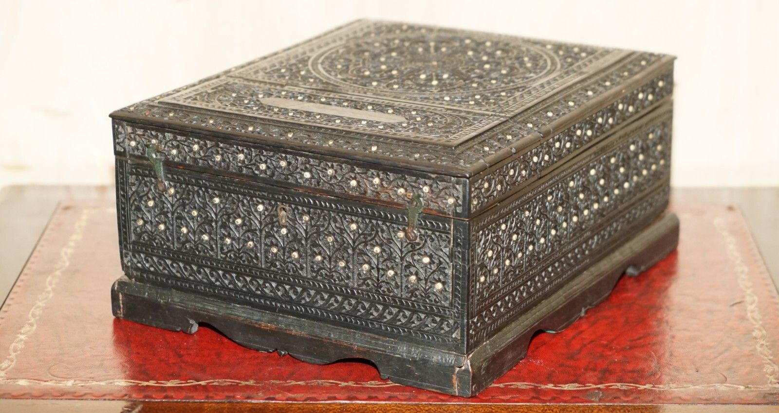 Antique Circa 1880 Burmese Hand Carved Sewing Box With The Original Contents photo furniture