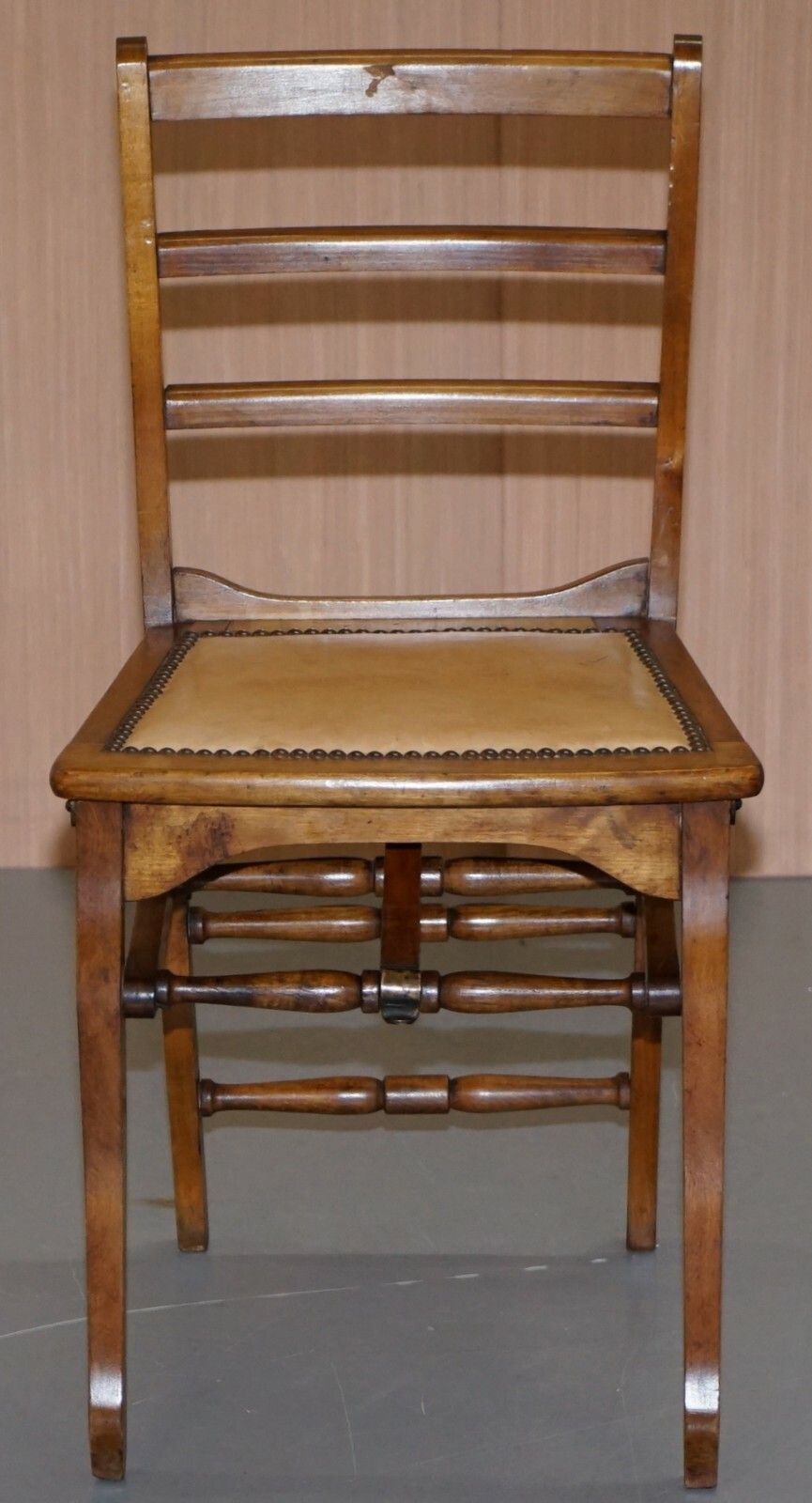 Rare Circa 1890 Solid Fruitwood Brass Fitting Military Campaign Folding Chair photo furniture