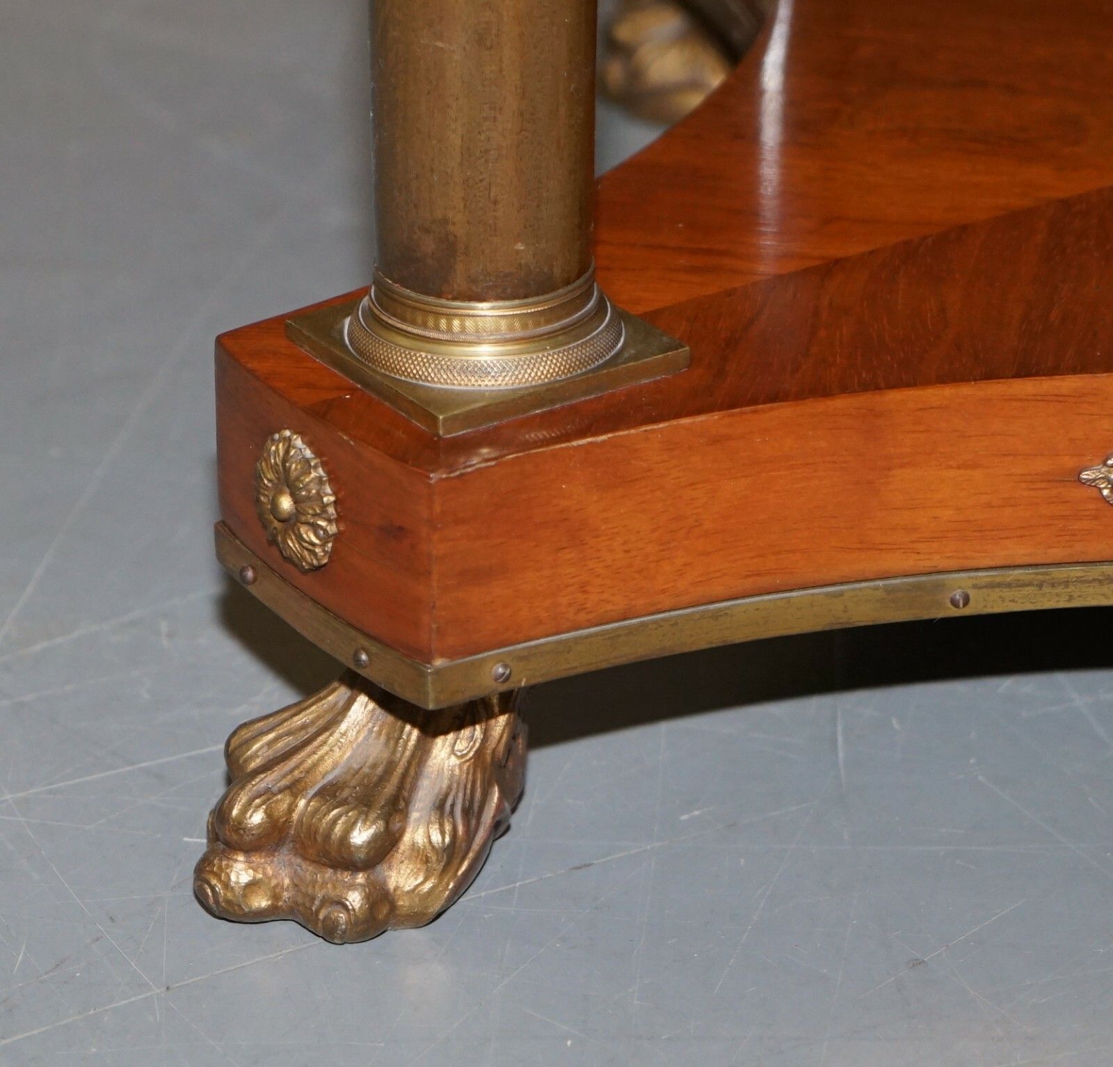 Large Occasional Side Lamp Wine Table Patinated Bronze Fixtures Lion Paw Feet photo vintage