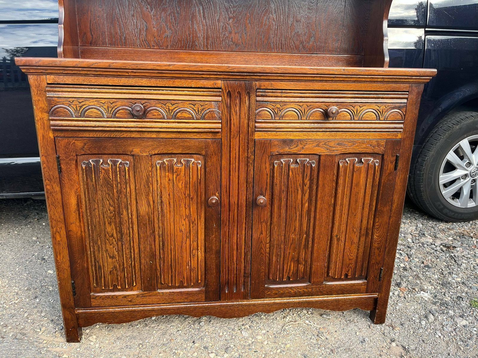 Custom/Bespoke Hand Painted To Order In A Colour Of Your Choice Medium Sized Solid Pine Welsh Dresser Kitchen Unit With Glass Display photo Furniture