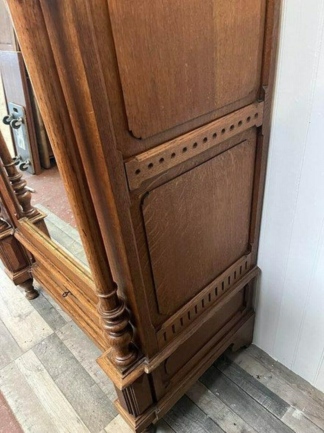Antique 19th Century French Louis XV Oak Mirrored Armoire/Wardrobe With Drawers photo buy
