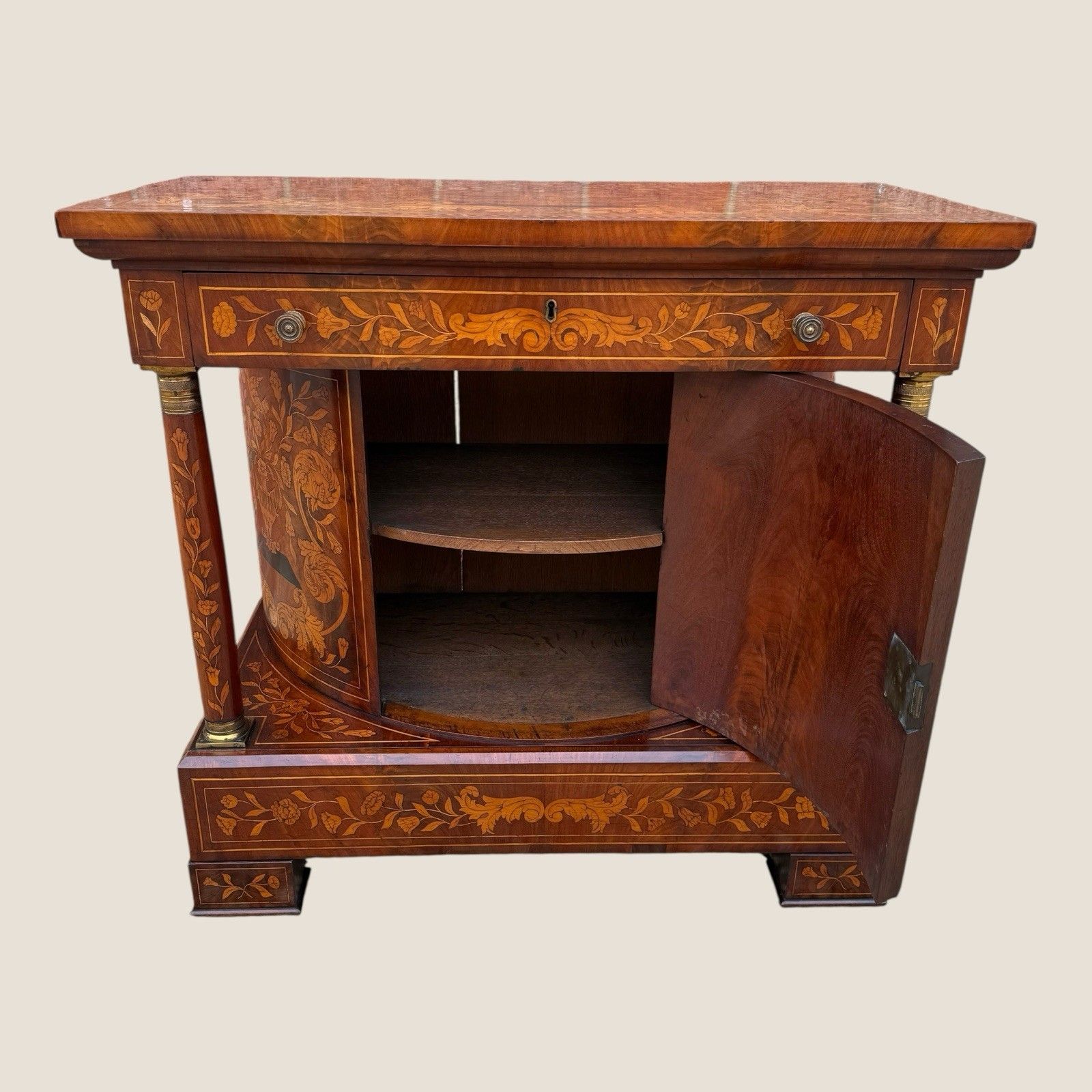 Antique 18th Century Dutch Marquetry Mahogany Console Wall Table Cabinet photo furniture