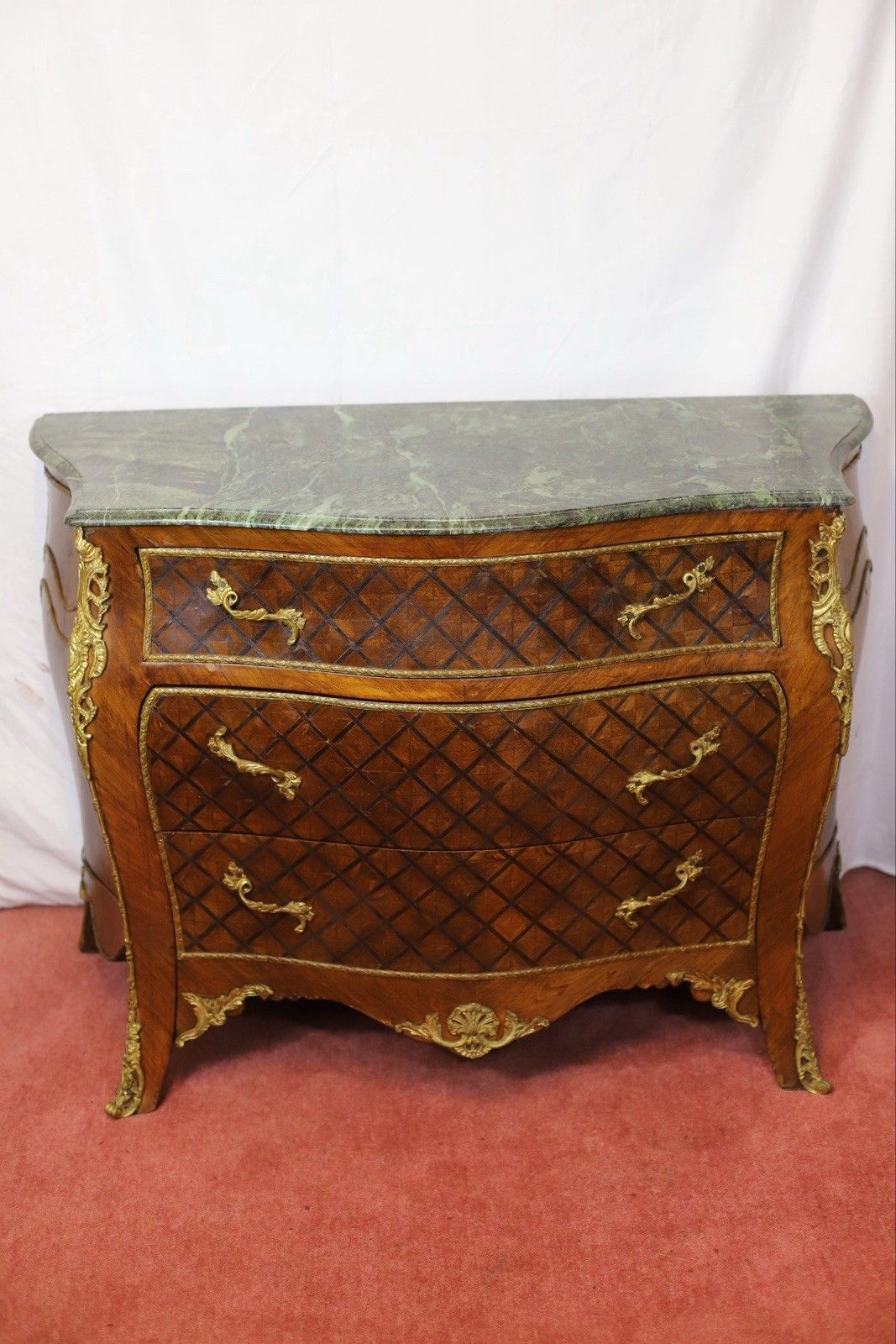 Lovely Louis XV Style Chest Of Three Drawers & Marble Top photo for sale