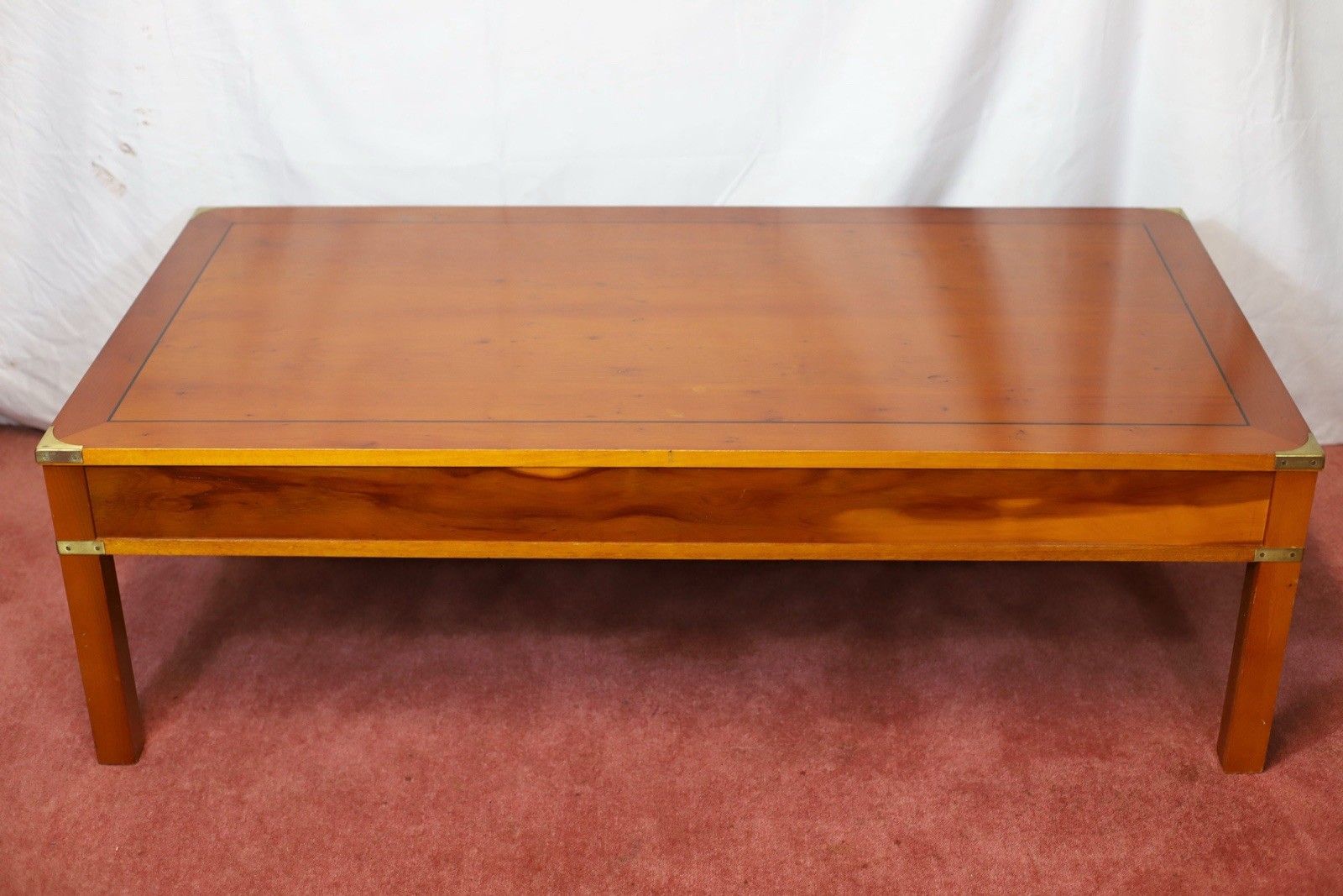 Lovely 1960 Yew Wood Military Campaign Style Coffee Table photo vinterior