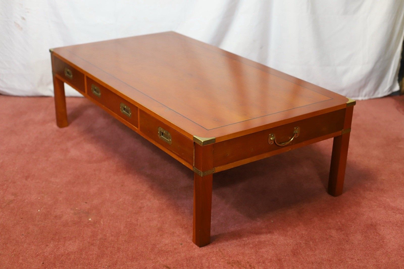 photo furniture Lovely 1960 Yew Wood Military Campaign Style Coffee Table