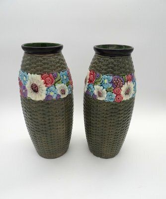 Eichwald Bohemain Art Deco Ceramic Vases, 1920s, Set Of 2 photo 499.0
