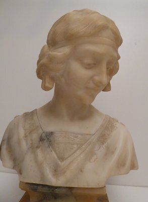 Antique Art Nouveau Carved Alabaster Bust, 1920s photo buy